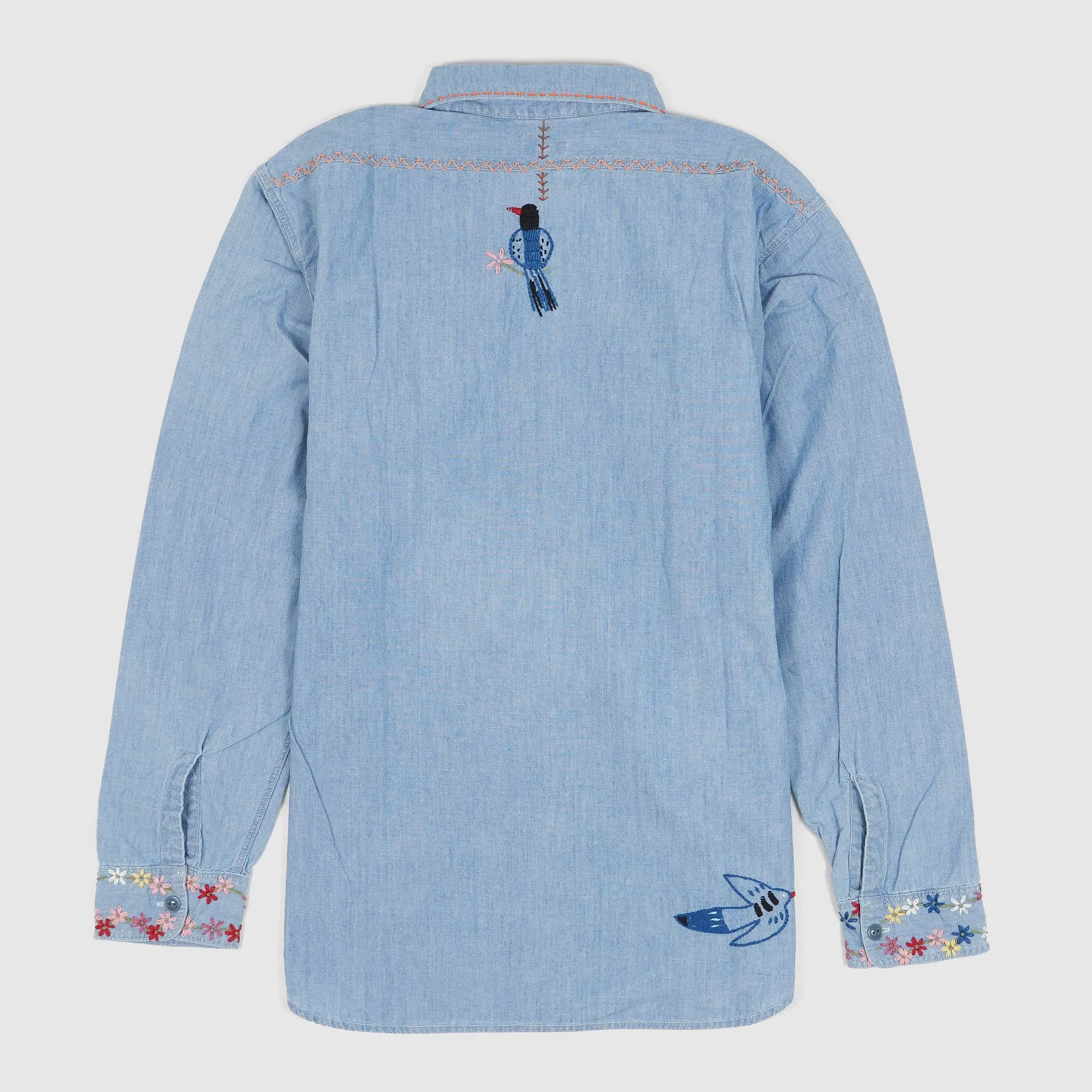 Kapital Long Sleeve Chambray Flower Birds Work Shirt sold by DeeCee style product image thumbnail 2
