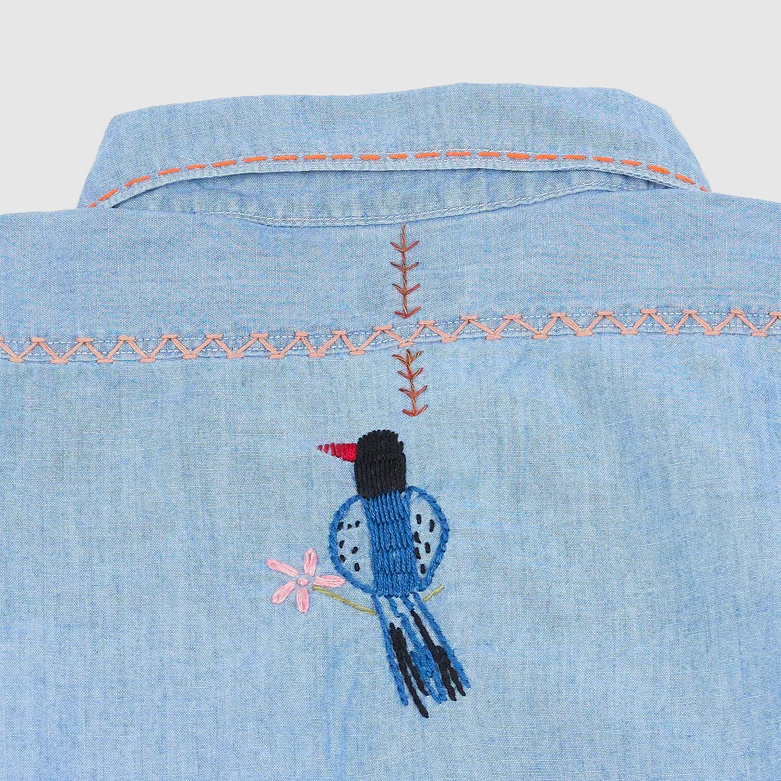 Kapital Long Sleeve Chambray Flower Birds Work Shirt sold by DeeCee style product image thumbnail 4