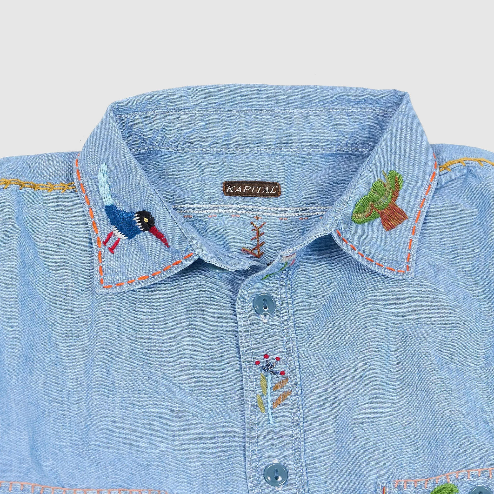 Kapital Long Sleeve Chambray Flower Birds Work Shirt sold by DeeCee style product image thumbnail 3