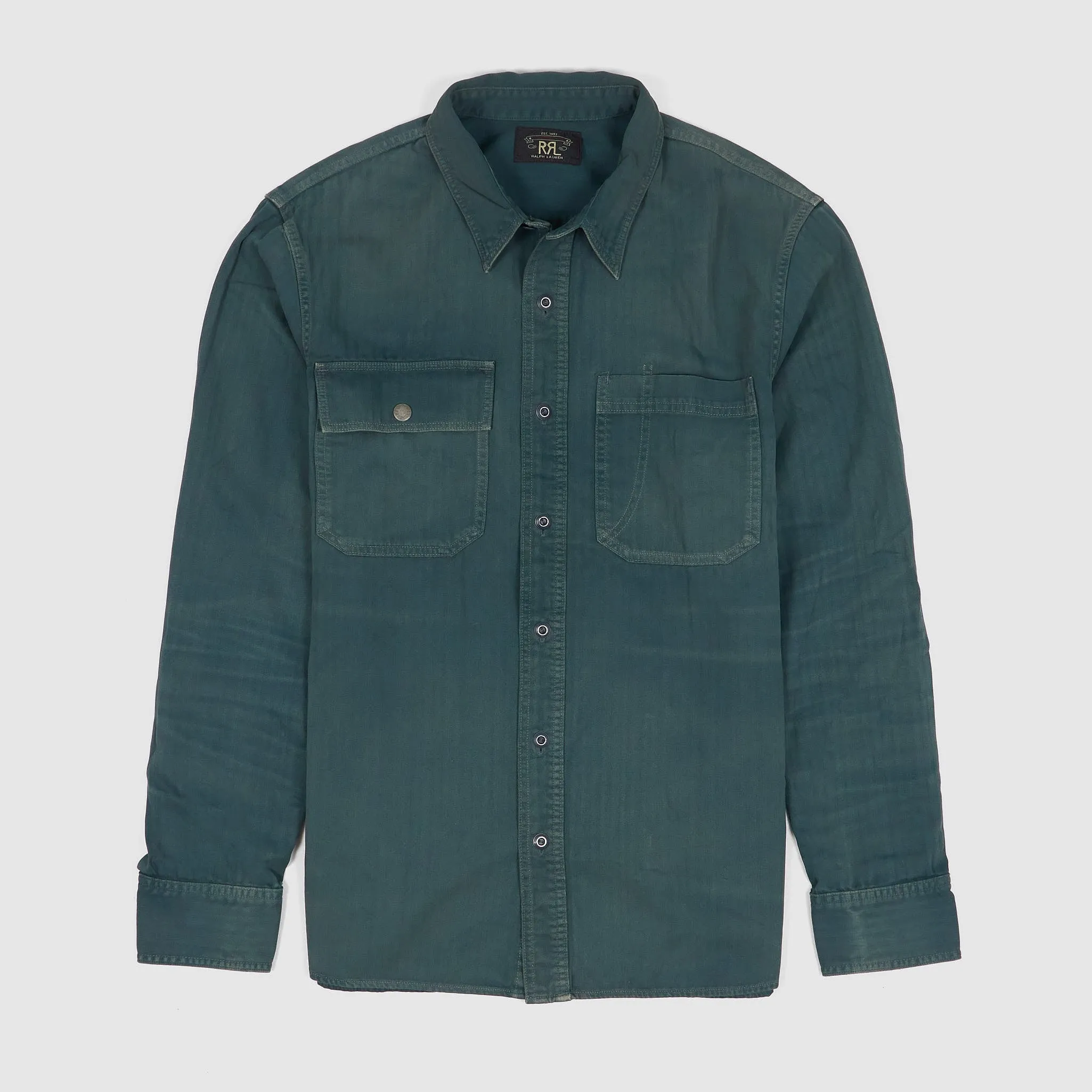 Double RL Long Sleeve Herringbone Work Shirt sold by DeeCee style