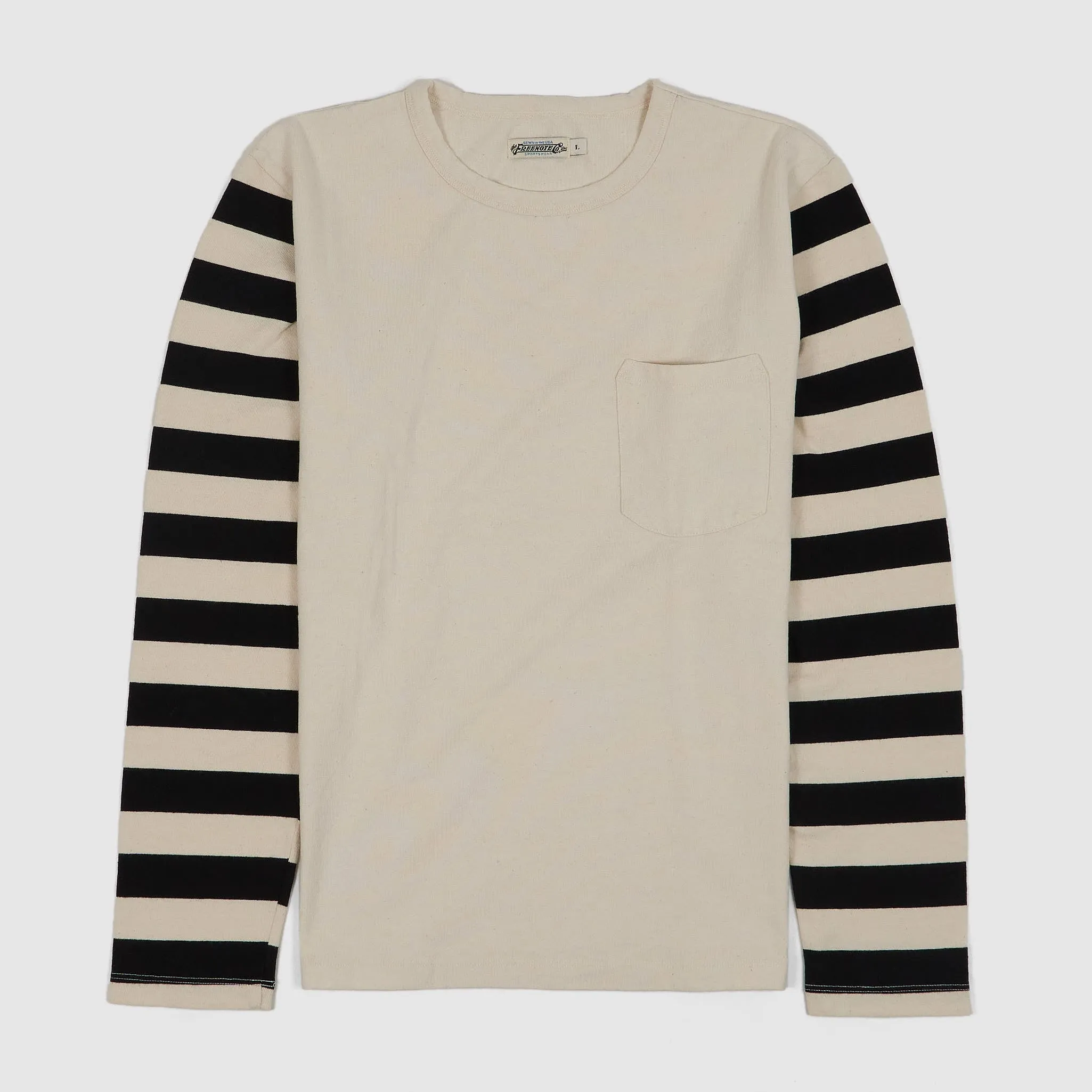 Freenote Cloth Shifter Stripes Long Sleeve Crew Neck T-Shirt sold by DeeCee style