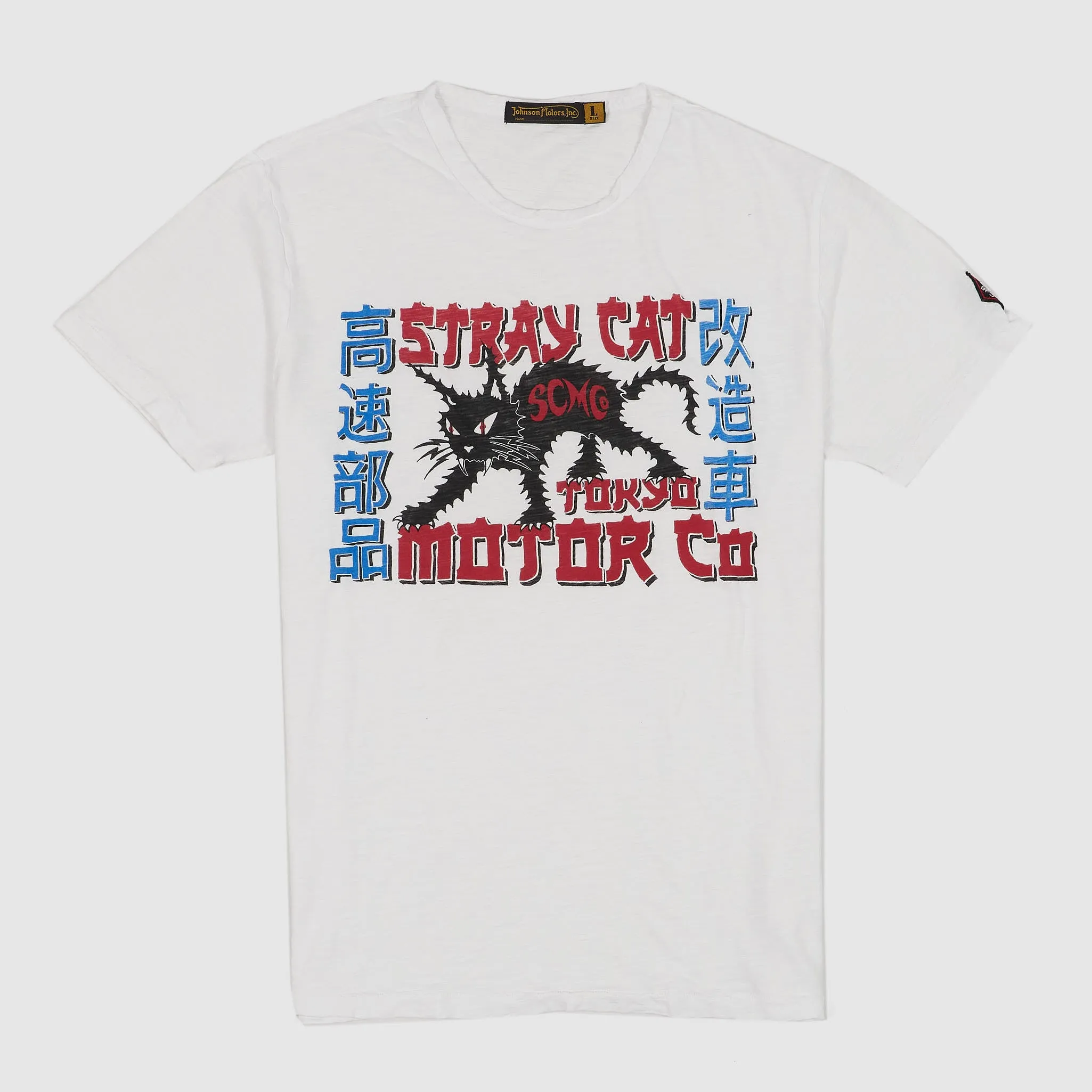 Johnson Motors Inc. Stray Cat Tokyo Motor Crew Neck T-Shirts sold by DeeCee style