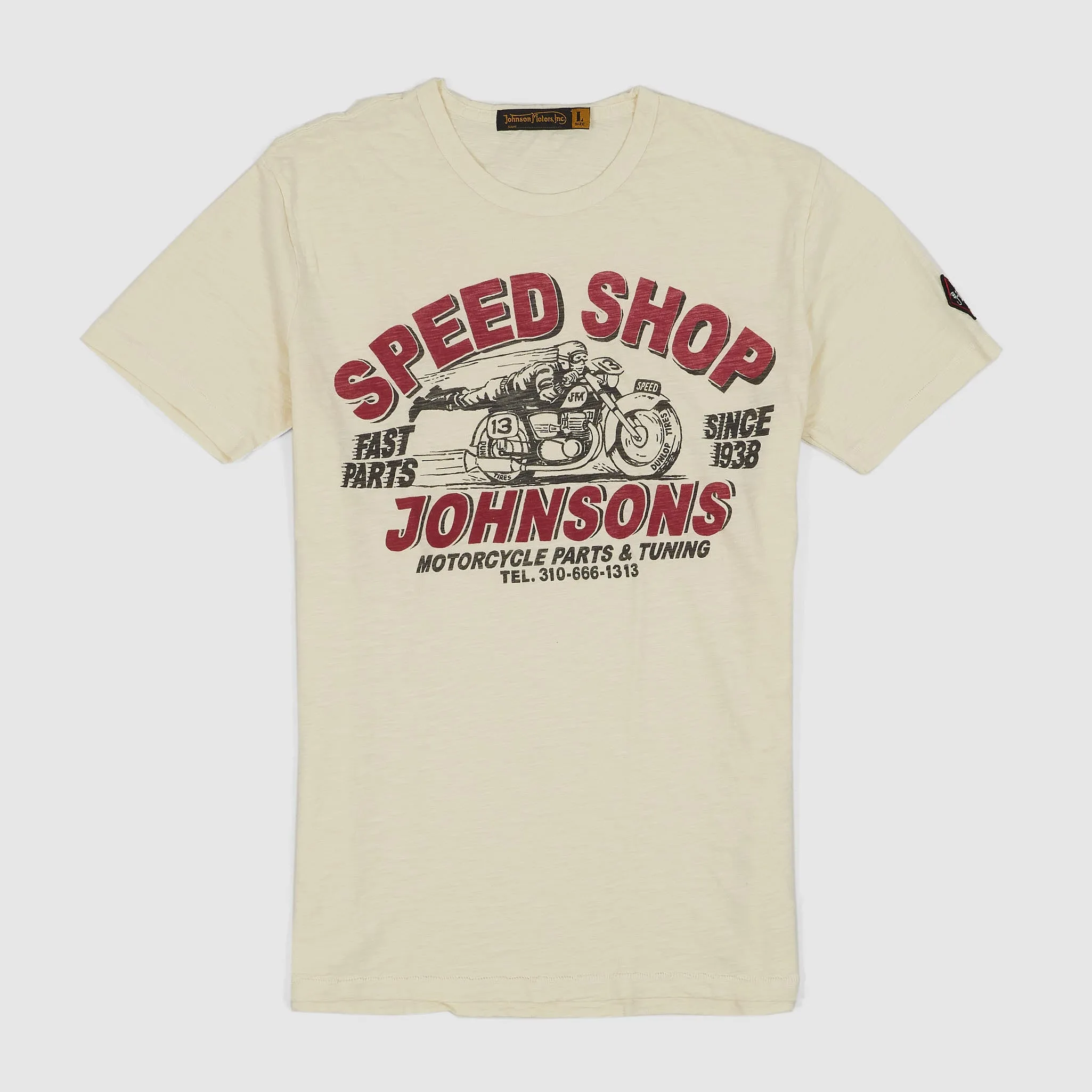 Johnson Motors Inc. Speed Shop Crew Neck Slub Yarn Cotton T-Shirts sold by DeeCee style