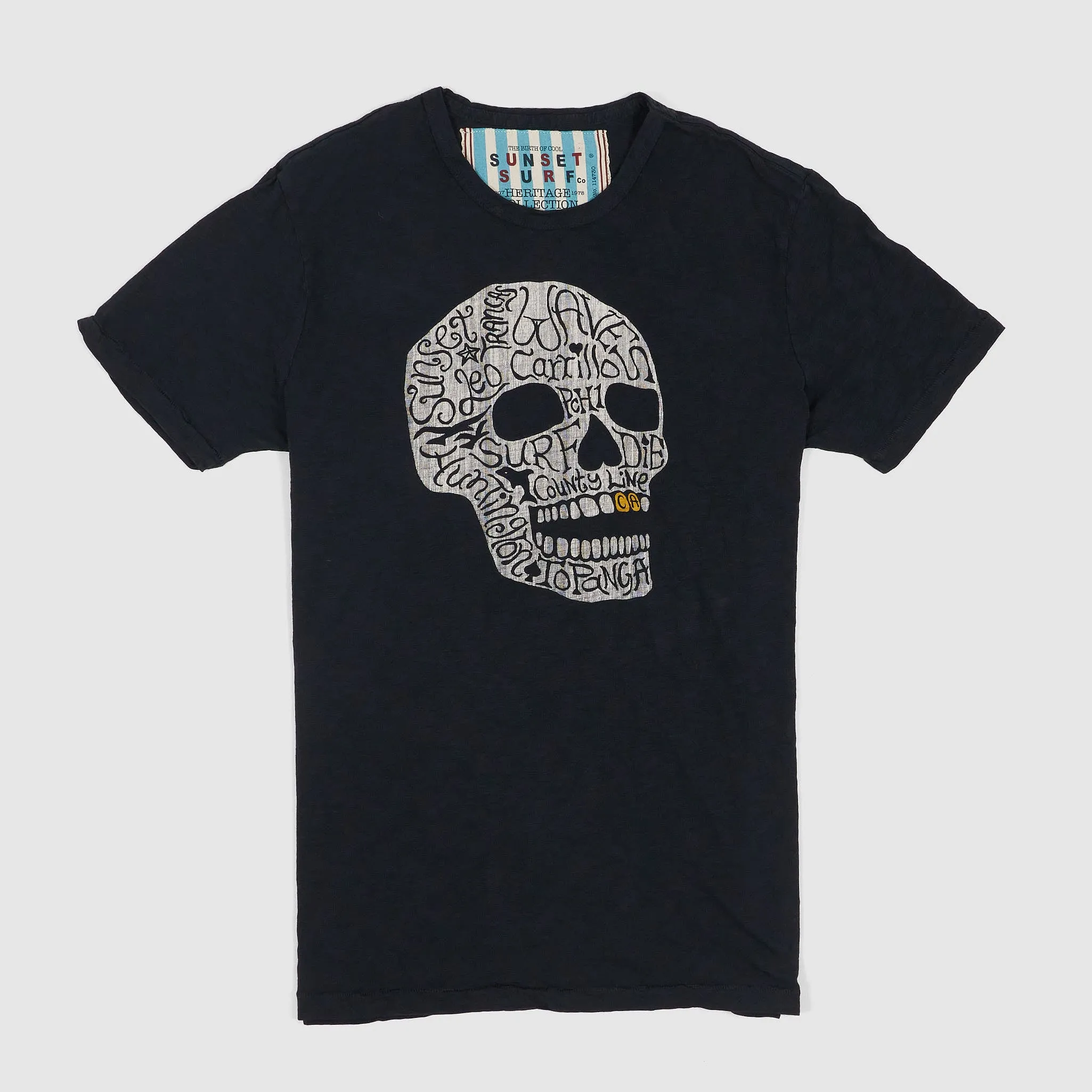Johnson Motors Inc. Sunset Surf Surf Skull Crew Neck T- Shirt sold by DeeCee style