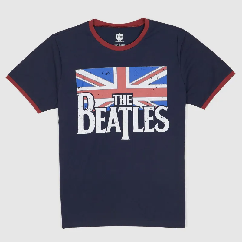 The Beatels Union Jack Ringer Crew Neck T-Shirt sold by DeeCee style