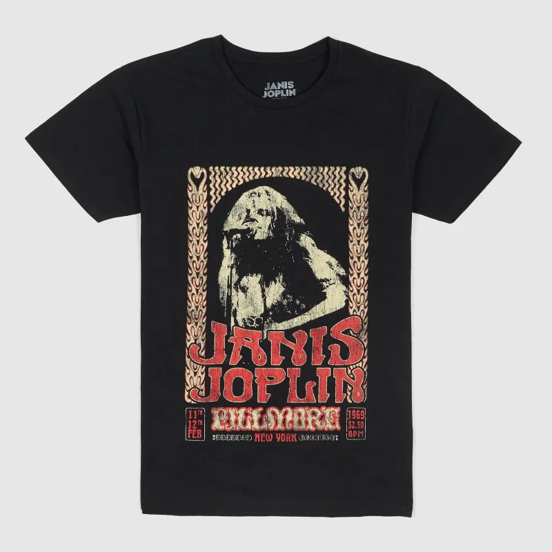 Janis Joplin 'Vintage Poster' Crew Neck Rock T-Shirt sold by DeeCee style