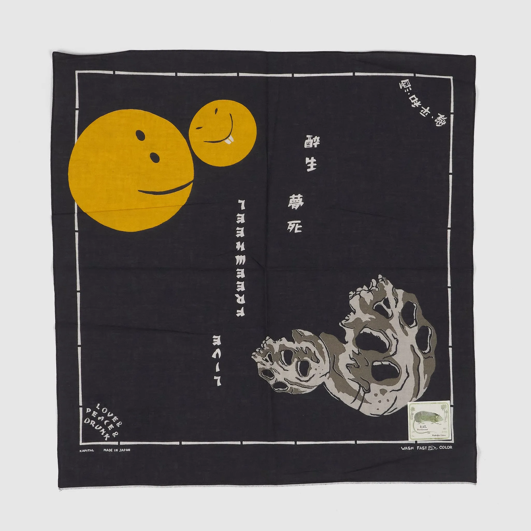 Kapital Black Free Wheel Smile Bandana sold by DeeCee style