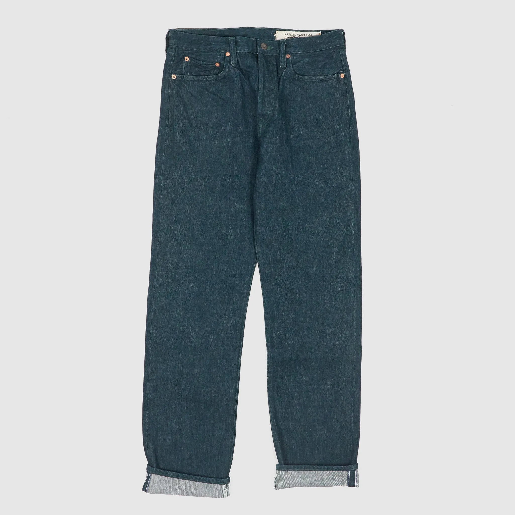Kapital 5-Pocket MoCi No.4 Plant x Indigo Dyed Jeans sold by DeeCee style
