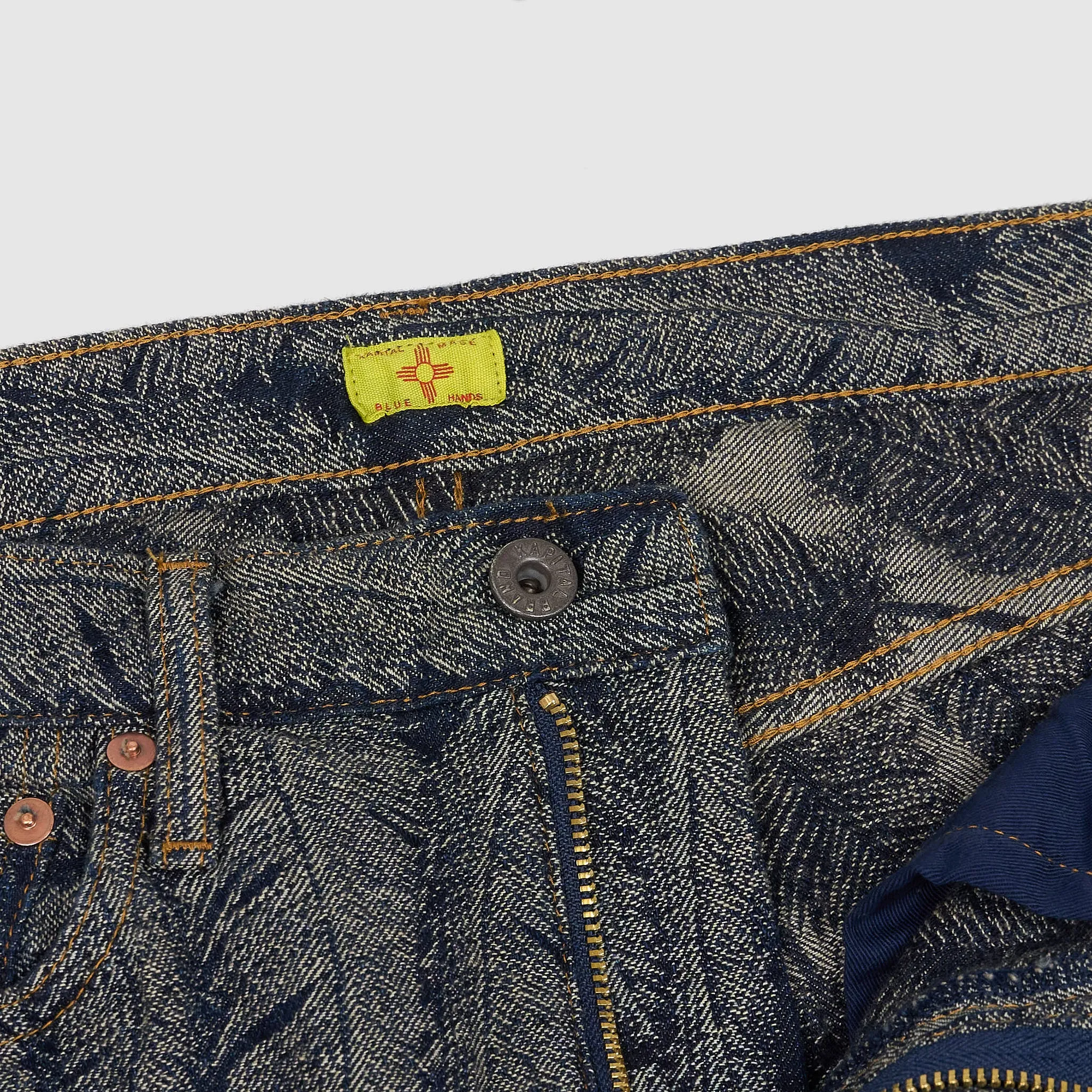 Kapital Indigo Jacquard Feather Jeans Shorts sold by DeeCee style product image thumbnail 4