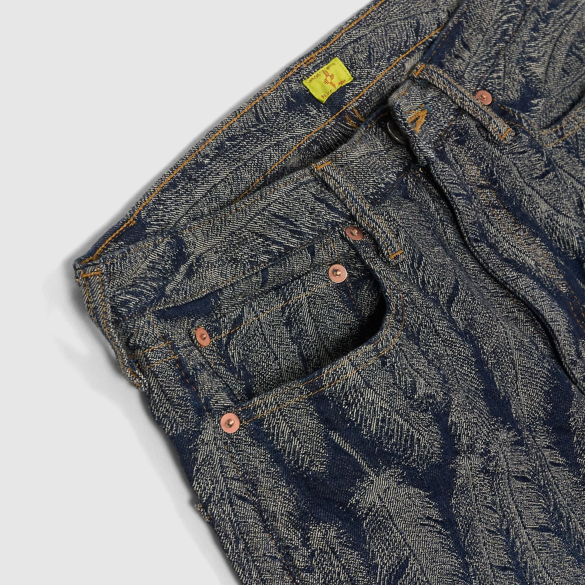 Kapital Indigo Jacquard Feather Jeans Shorts sold by DeeCee style product image thumbnail 5