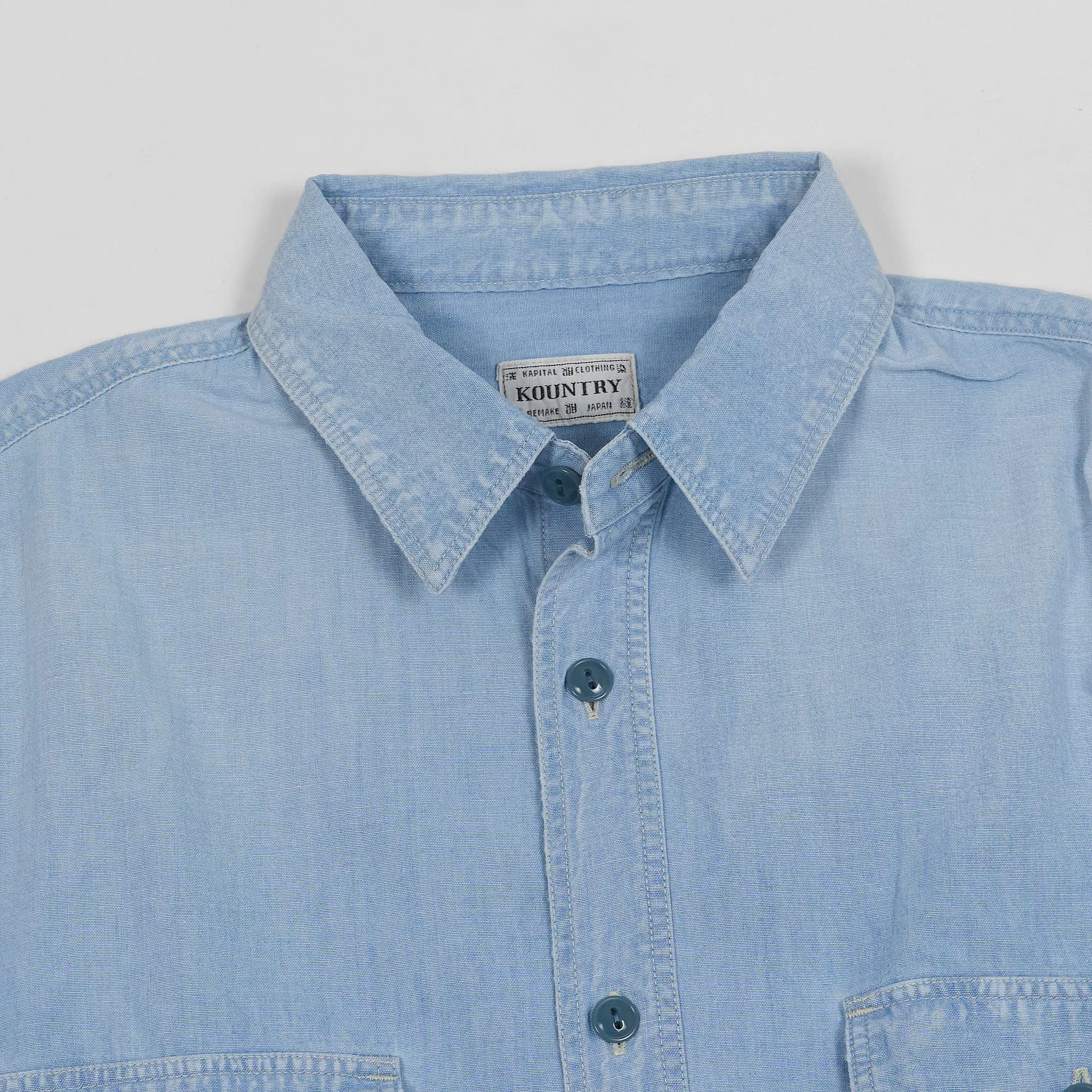 Kapital Long Sleeve Chambray Embroidered Bones Shirt sold by DeeCee style product image thumbnail 3