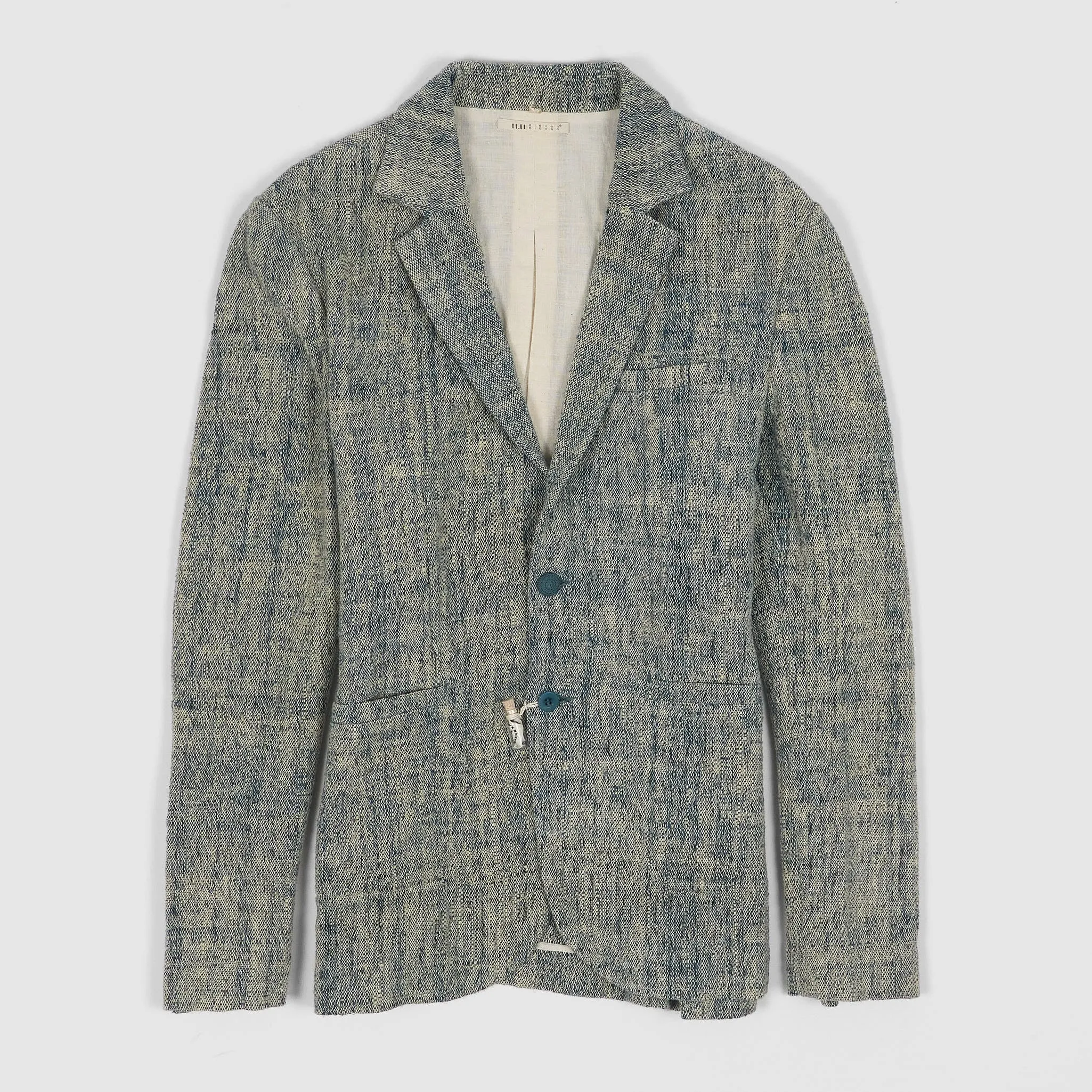 11.11 / eleven eleven Handwoven Indigo Dyed Blazer sold by DeeCee style