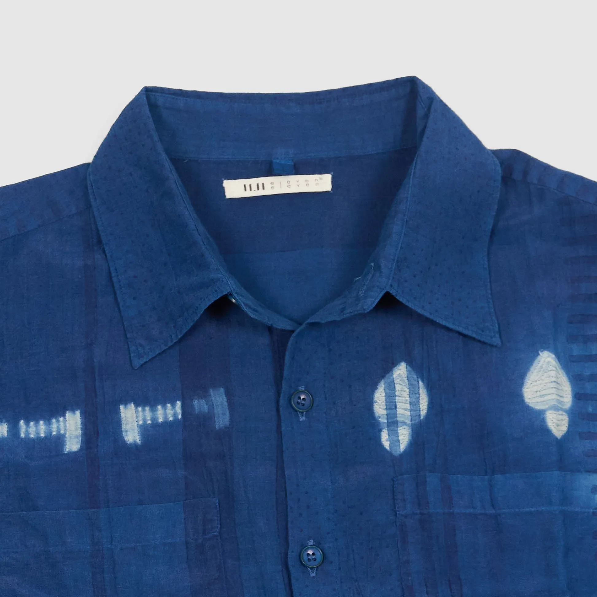11.11 / eleven eleven Indigo Woven Batik Printed Shirt sold by DeeCee style product image thumbnail 3