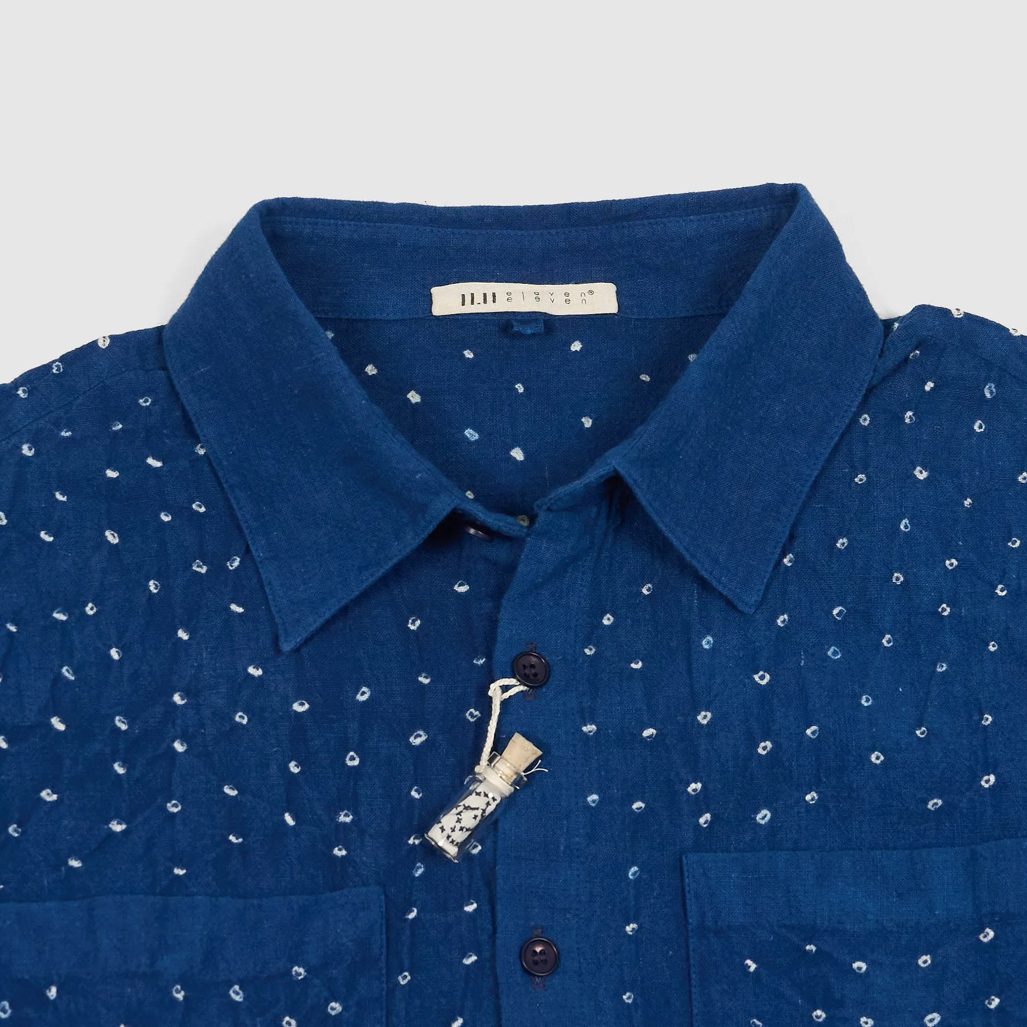 11.11 / eleven eleven Long Sleeve Indigo Batik Dots Shirt sold by DeeCee style product image thumbnail 2
