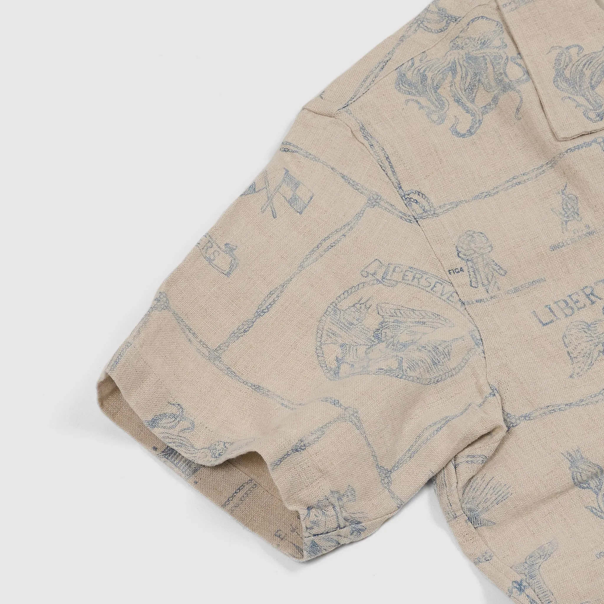 Double RL Indigo Printed Linen Short Sleeve Over Shirt sold by DeeCee style product image thumbnail 5