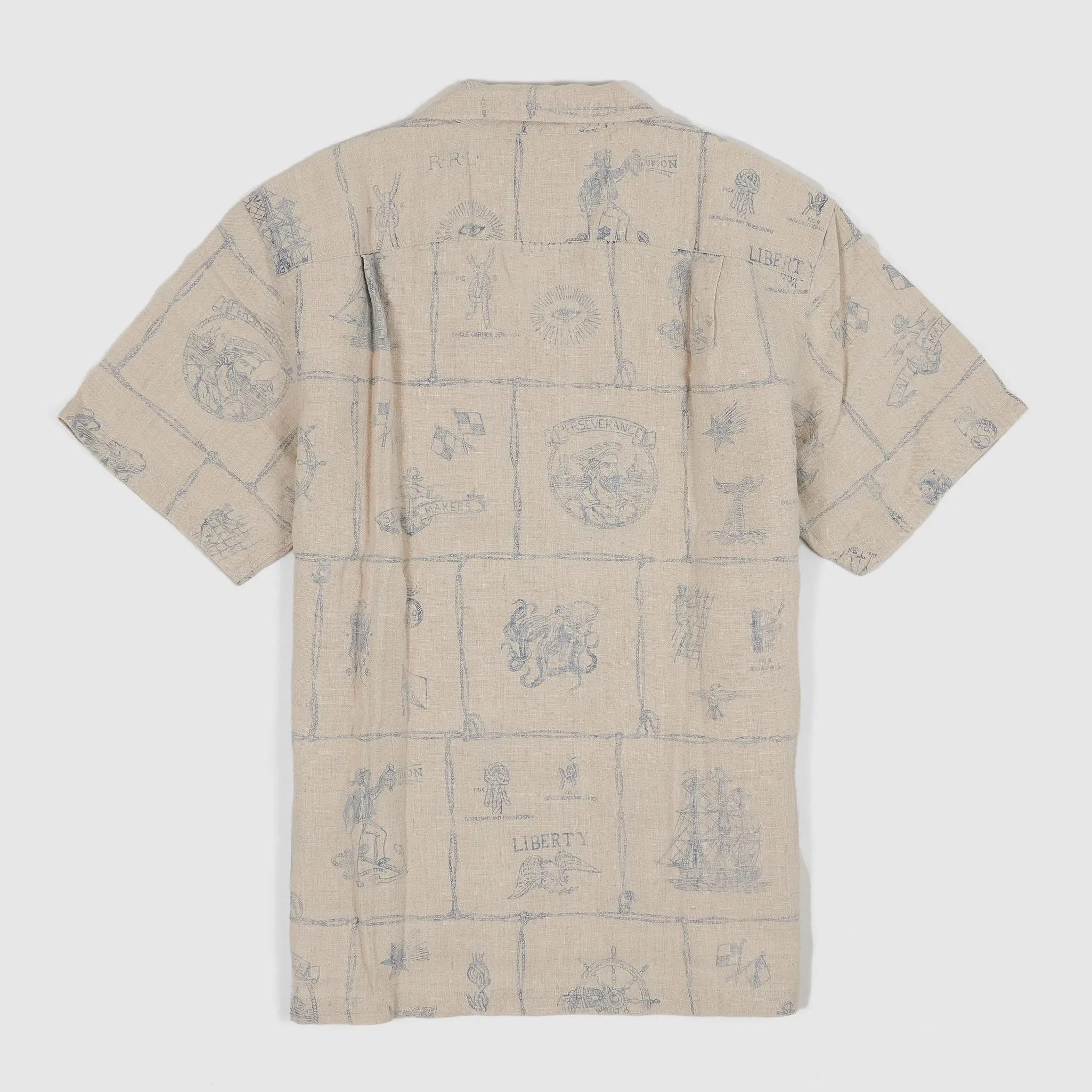 Double RL Indigo Printed Linen Short Sleeve Over Shirt sold by DeeCee style product image thumbnail 2