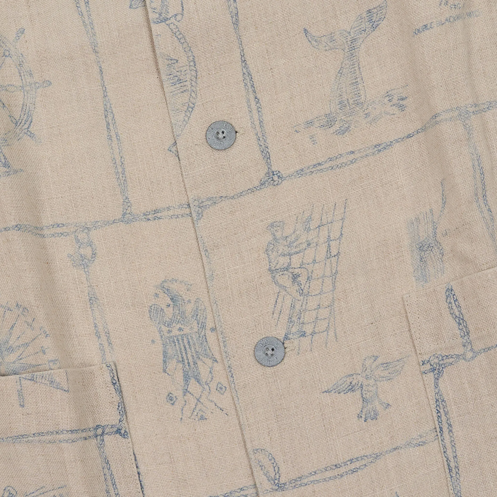 Double RL Indigo Printed Linen Short Sleeve Over Shirt sold by DeeCee style product image thumbnail 4