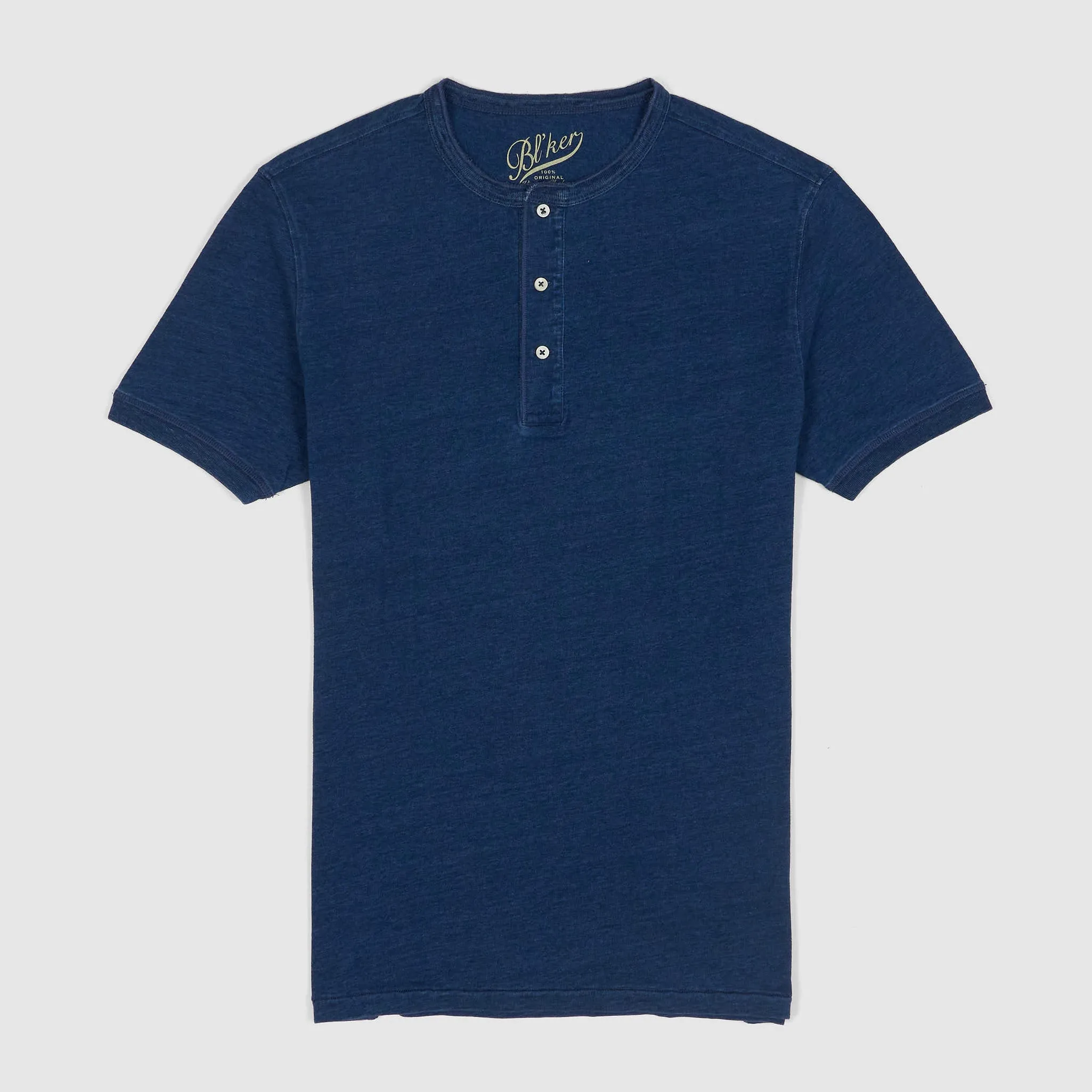 Bl`ker Tee Short Sleeve Indigo Dyed Henley T-Shirt sold by DeeCee style