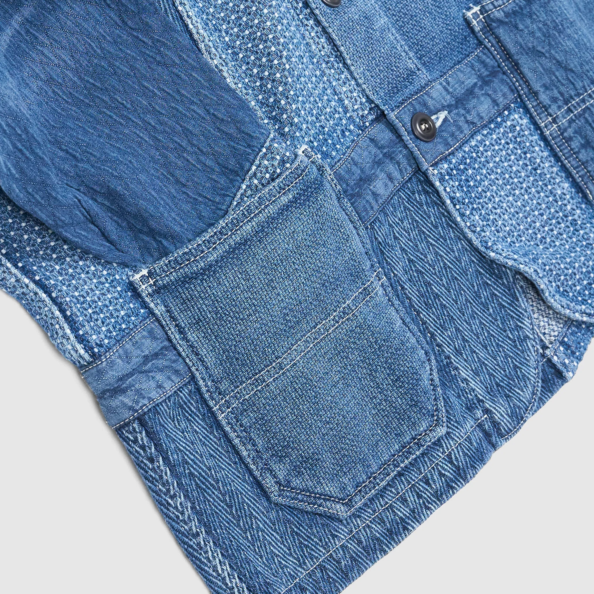 FDMTL Denim Patchwork 3-YR -Washed Denim Blazer Jacket sold by DeeCee style product image thumbnail 5