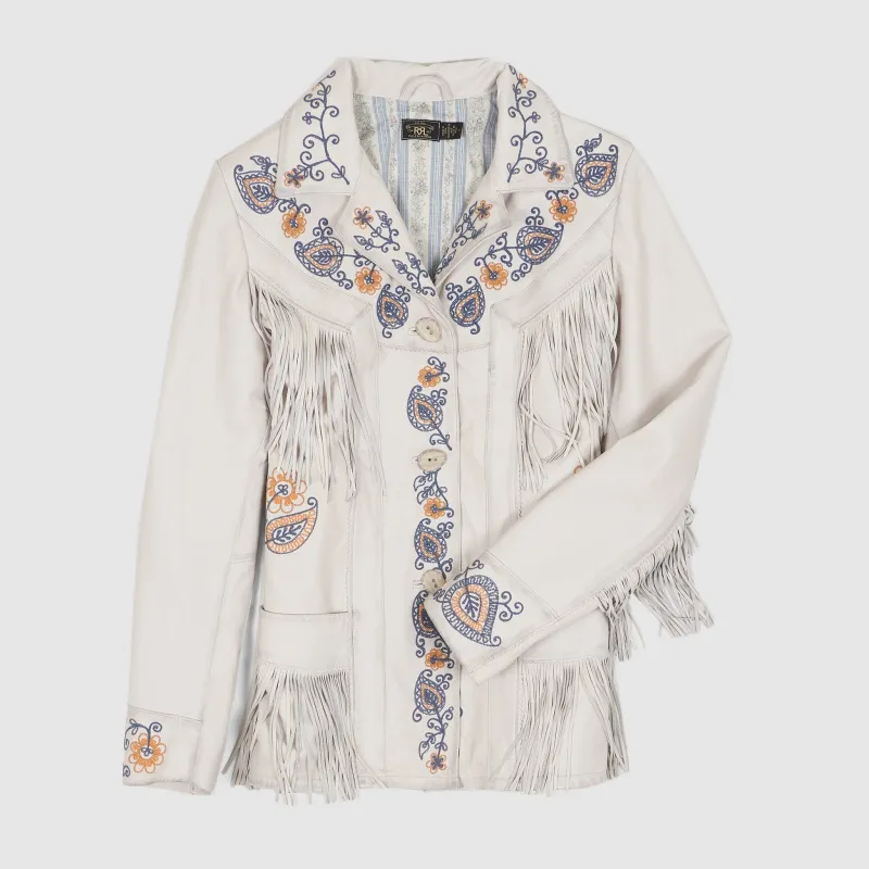 Double RL Ladies Fringed & Embroidered Leather Jacket sold by DeeCee style