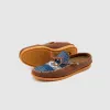 Easymoc Leather and Sashiko Fabric Slip on Shoes sold by DeeCee style