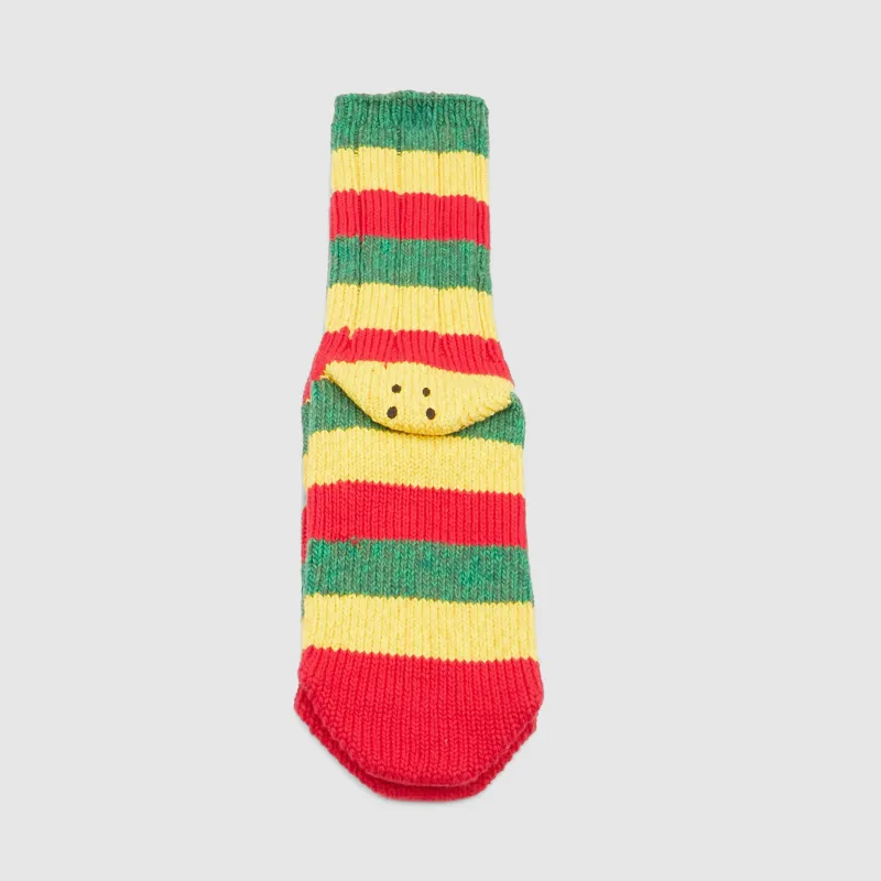 Kapital  Rainbow Striped Smiley Socks made by Kapital