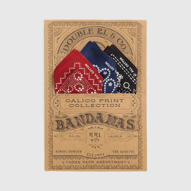 Double RL Indigo Bandanas Packt in Three Piece Set sold by DeeCee style