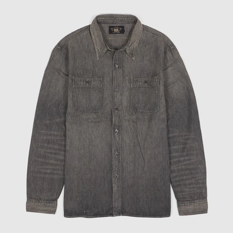 Double RL Black Chambray Long Sleeve Work  Shirt sold by DeeCee style