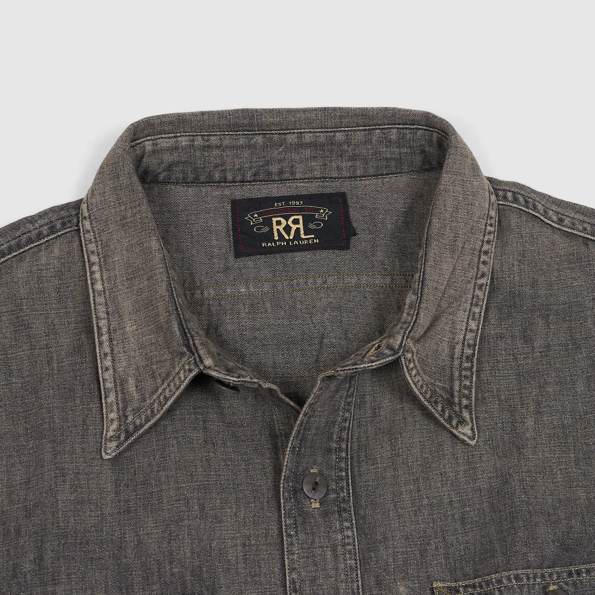 Double RL Black Chambray Long Sleeve Work Shirt sold by DeeCee style product image thumbnail 3
