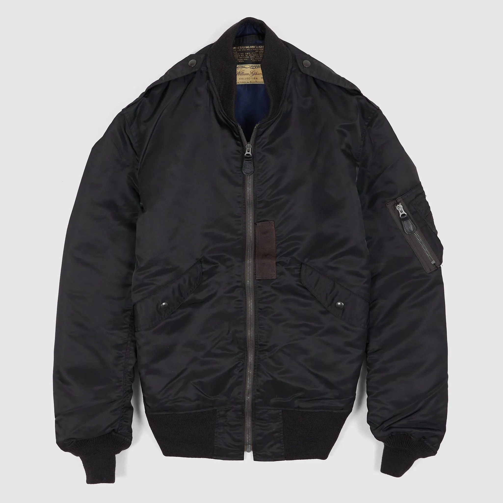 Buzz Rickson's X William Gibson L-2B Black Flight Jacket sold by DeeCee style