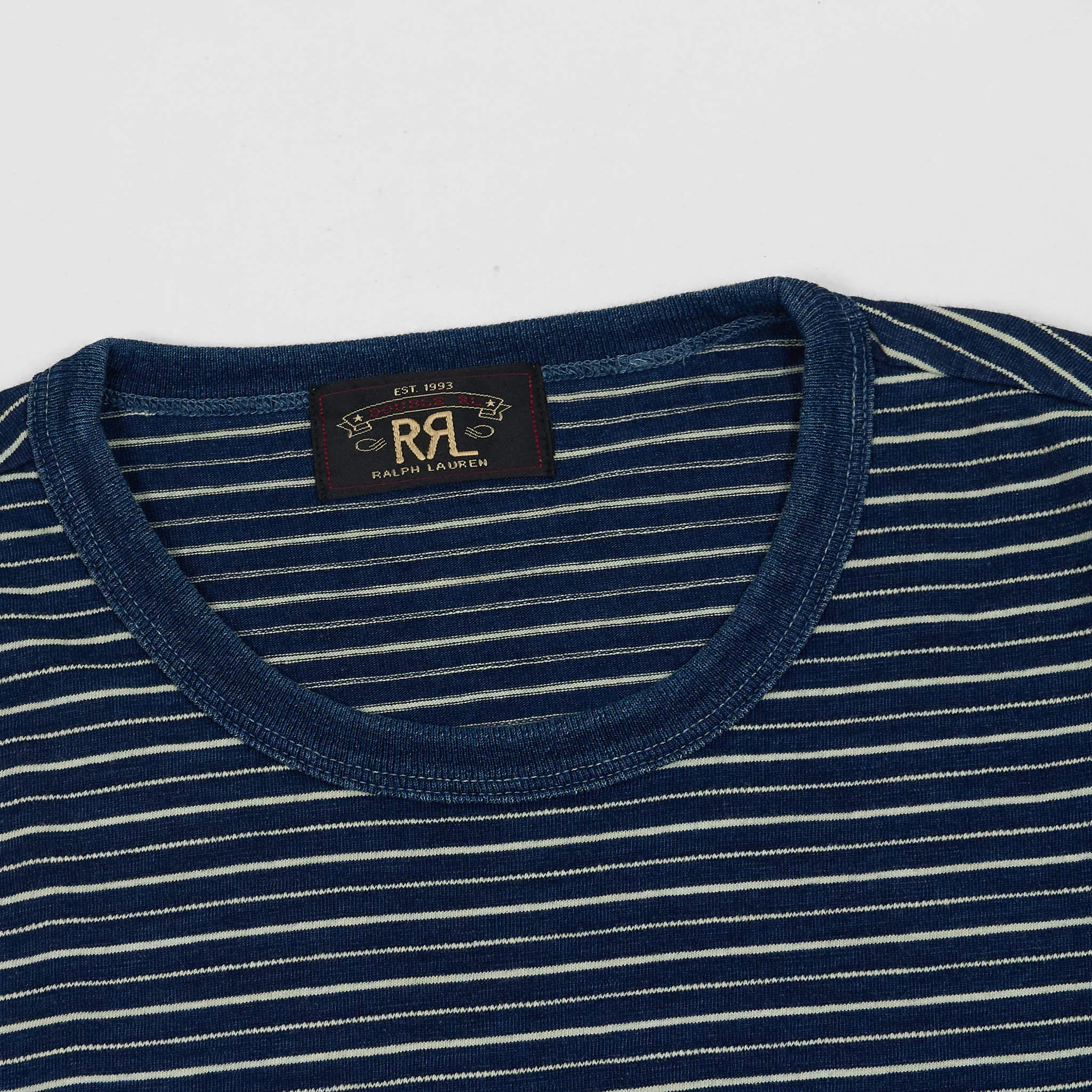 Double RL Striped Crew Neck Indigo T-Shirt sold by DeeCee style product image thumbnail 3