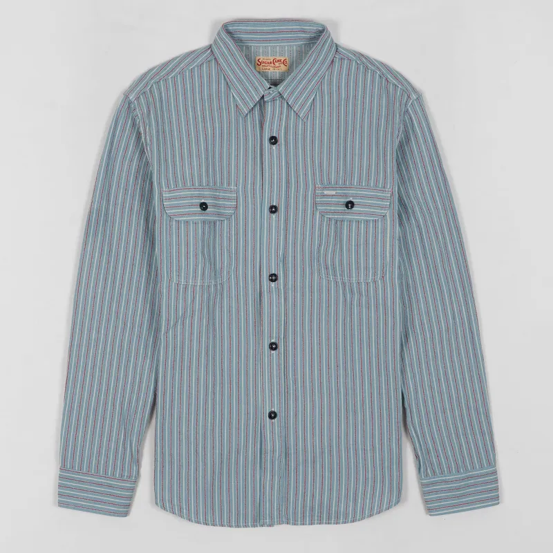 Sugar Cane Woven Stripes Work Shirt sold by DeeCee style