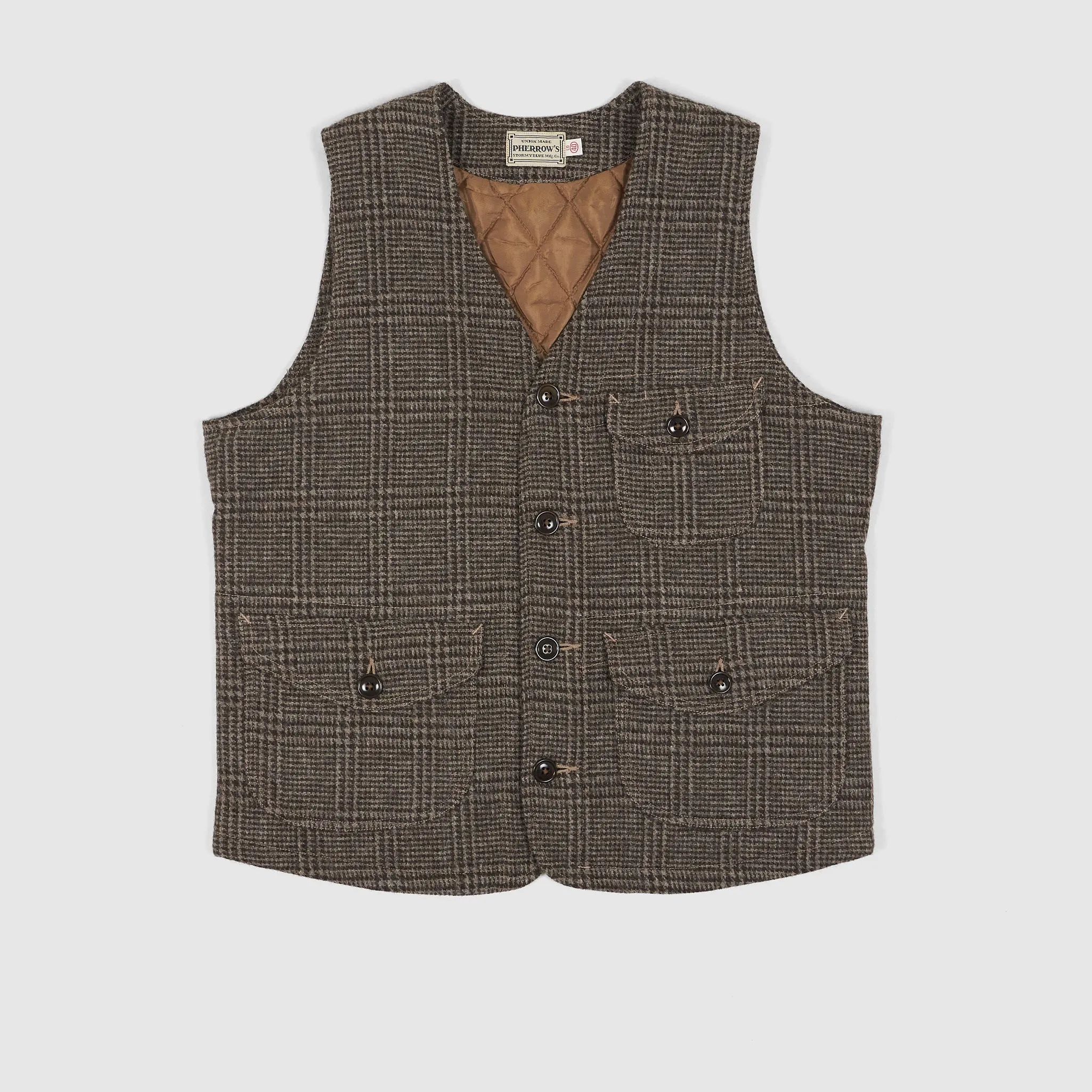 Pherrow`s Prince of Wales Pattern Padded Vest sold by DeeCee style