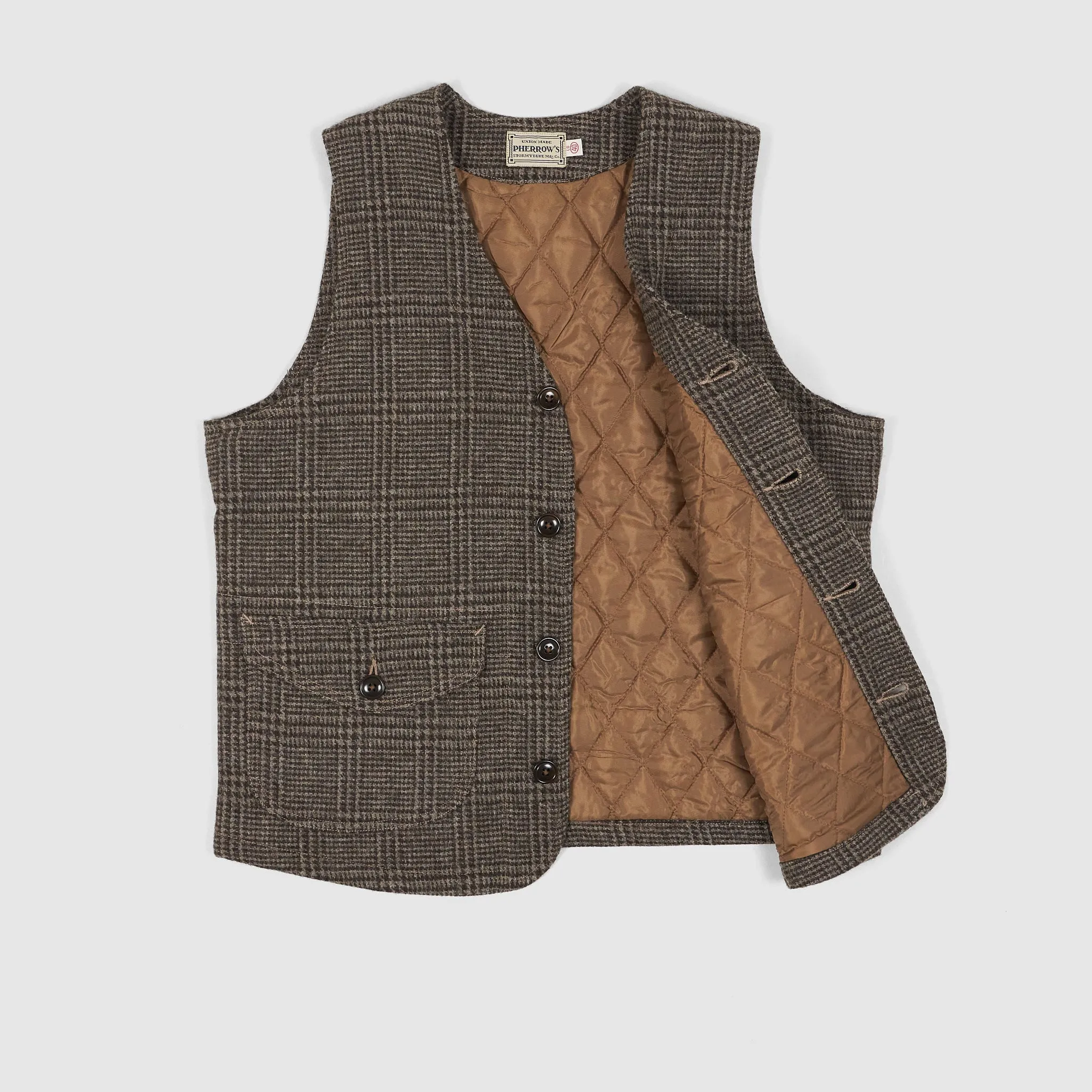 Pherrow`s Prince of Wales Pattern Padded Vest sold by DeeCee style product image thumbnail 2