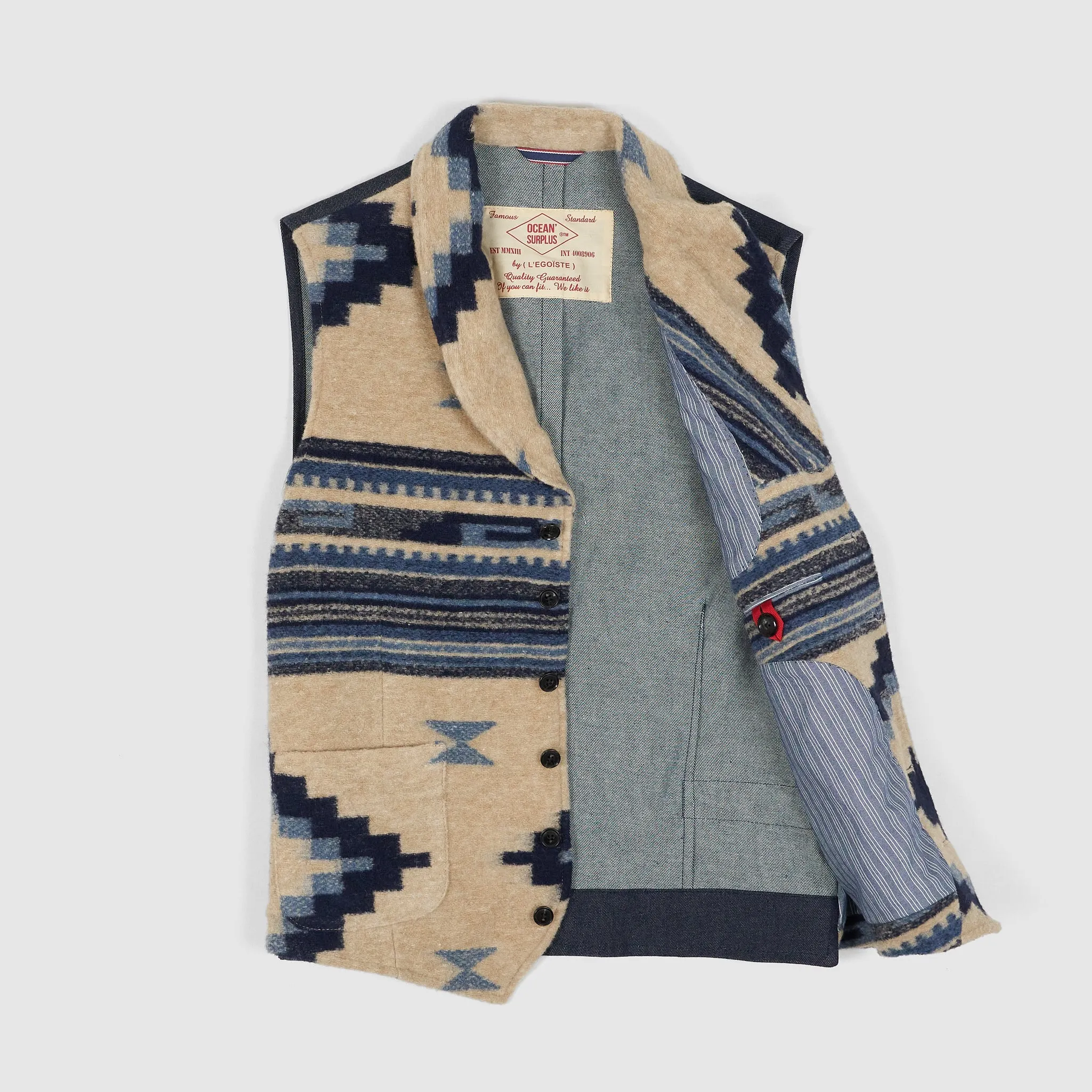 Ocean Surplus Southwestern Jacquard Woven Wool Blend Vest sold by DeeCee style product image thumbnail 2