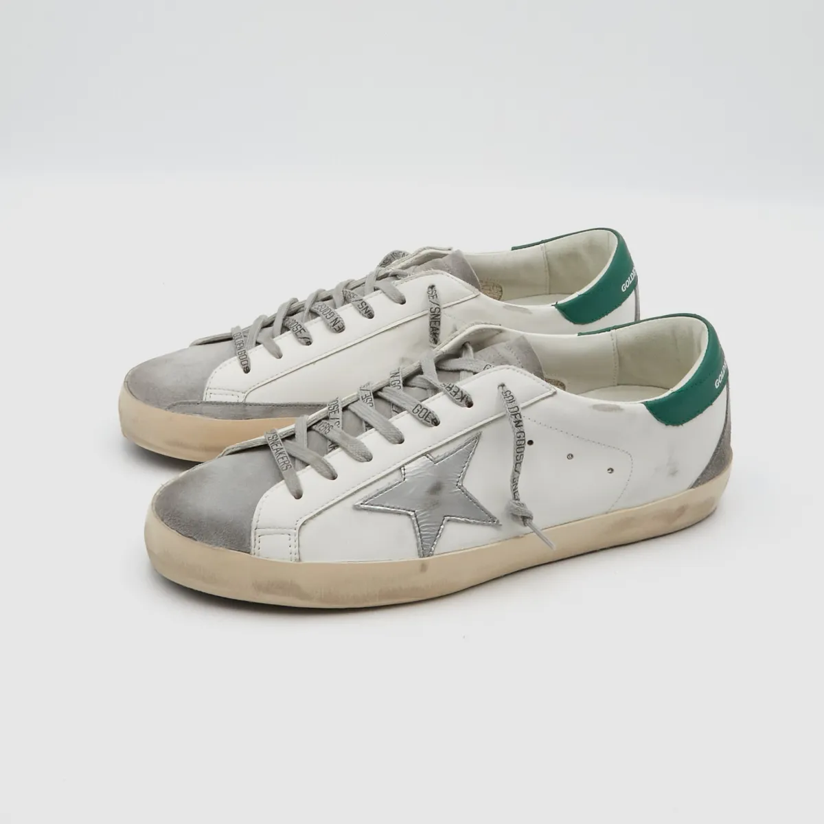 Golden Goose Superstar White Gray Silver Green Sneakers sold by DeeCee style