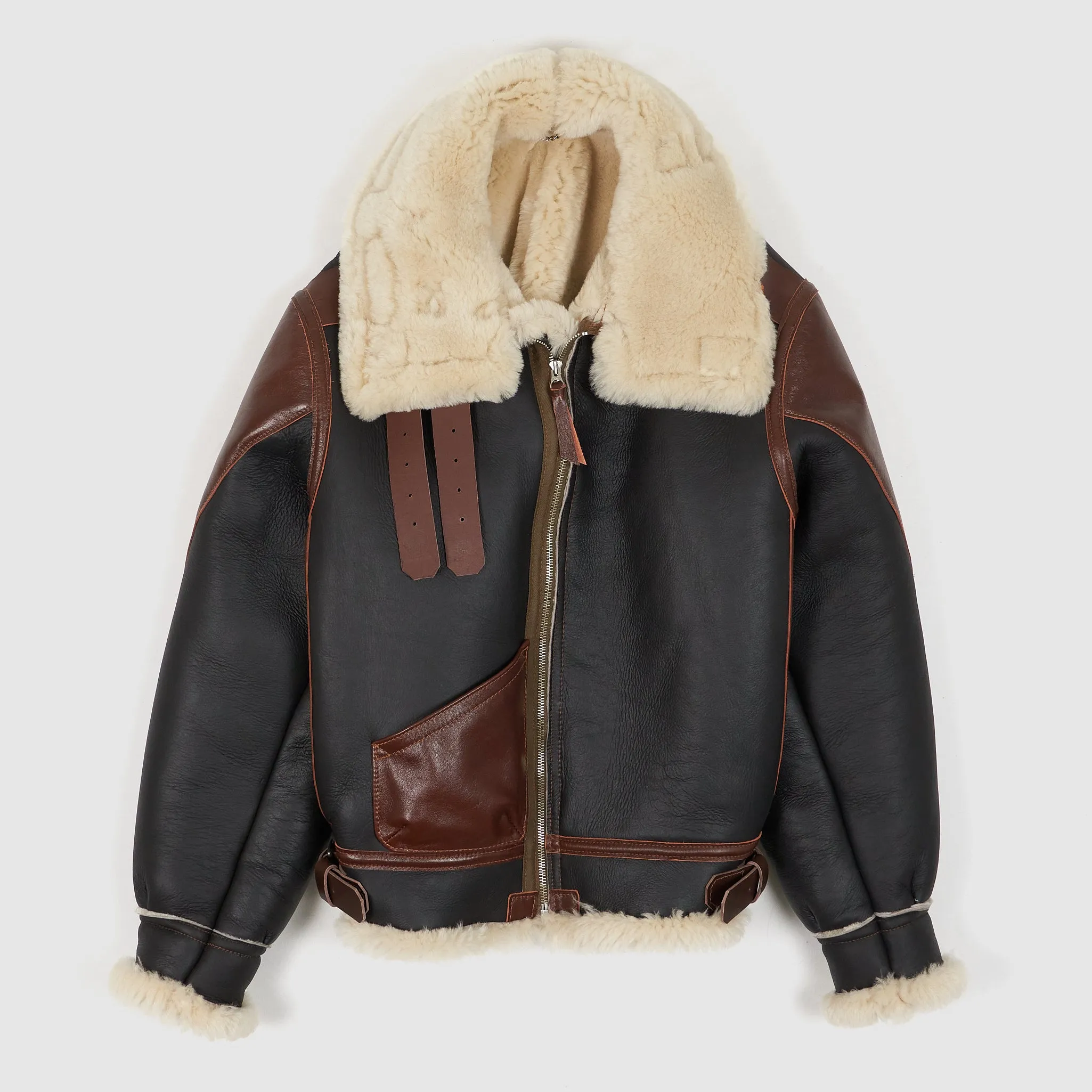 Aero Leather B-3 Shearling Bomber Leather Jacket sold by DeeCee style