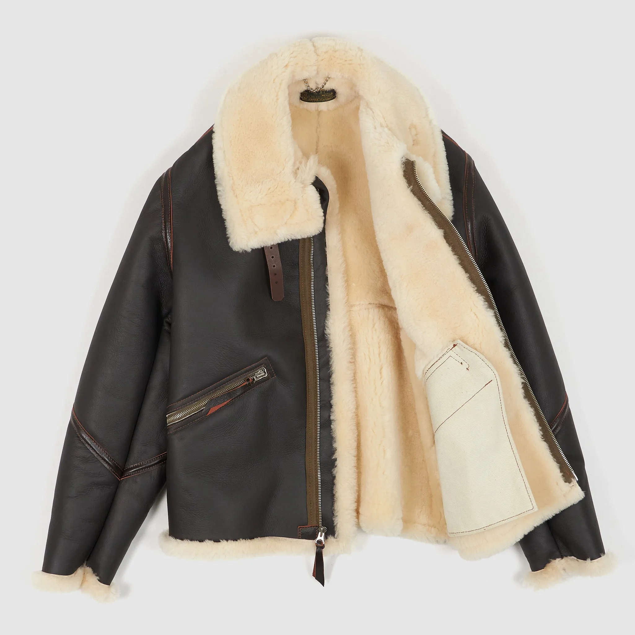 Aero Leather D-1 Shearling Bomber Leather Jacket sold by DeeCee style product image thumbnail 2