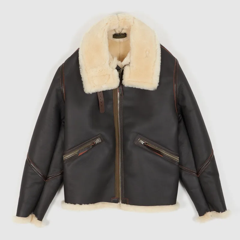 Aero Leather D-1 Shearling Bomber Leather Jacket sold by DeeCee style