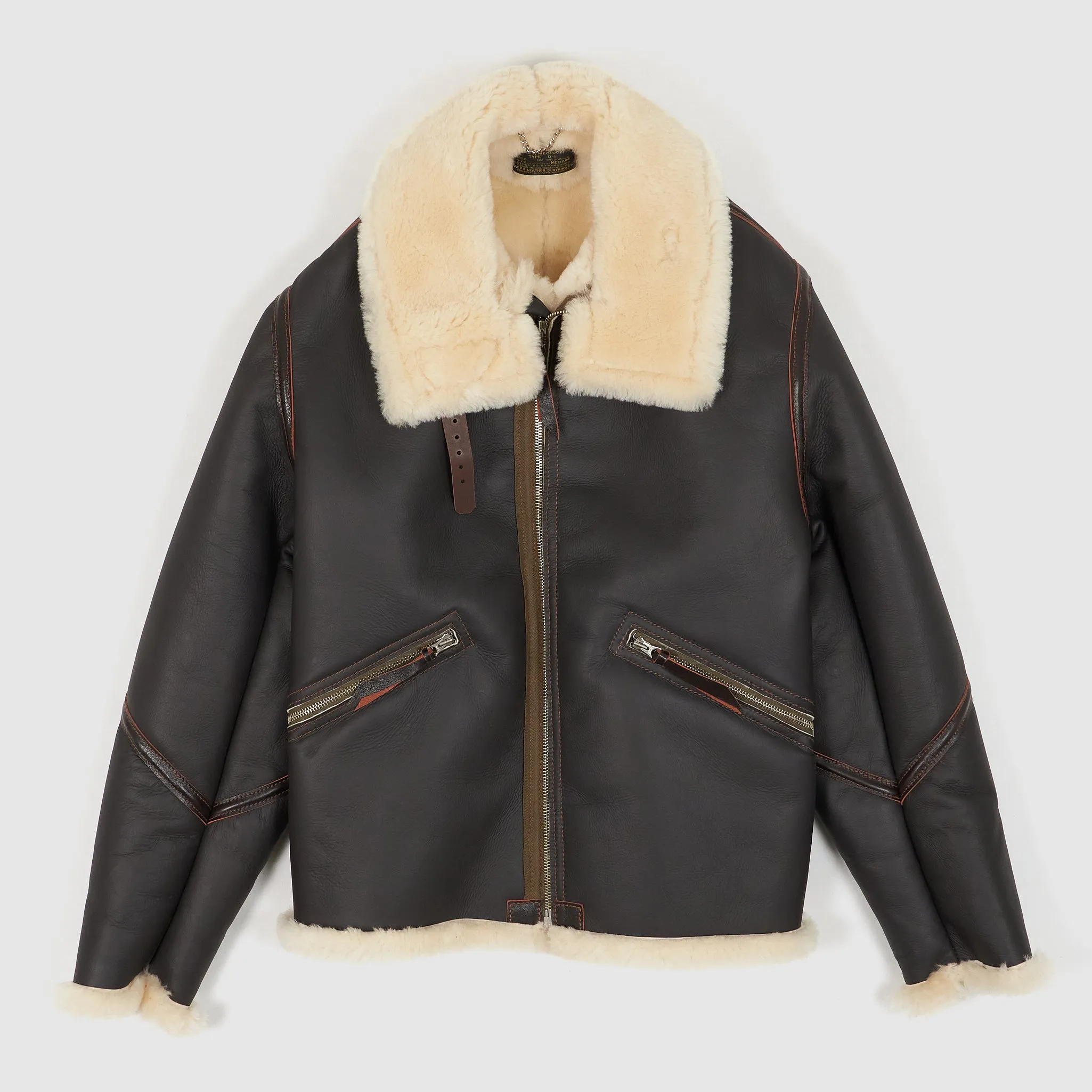 Aero Leather D-1 Shearling Bomber Leather Jacket sold by DeeCee style