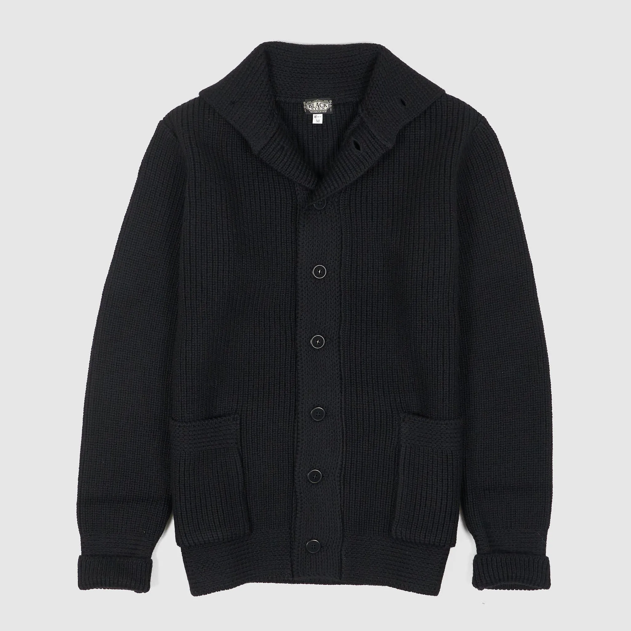 Black Sign Knitted Wool Byron Collar Cardigan sold by DeeCee style