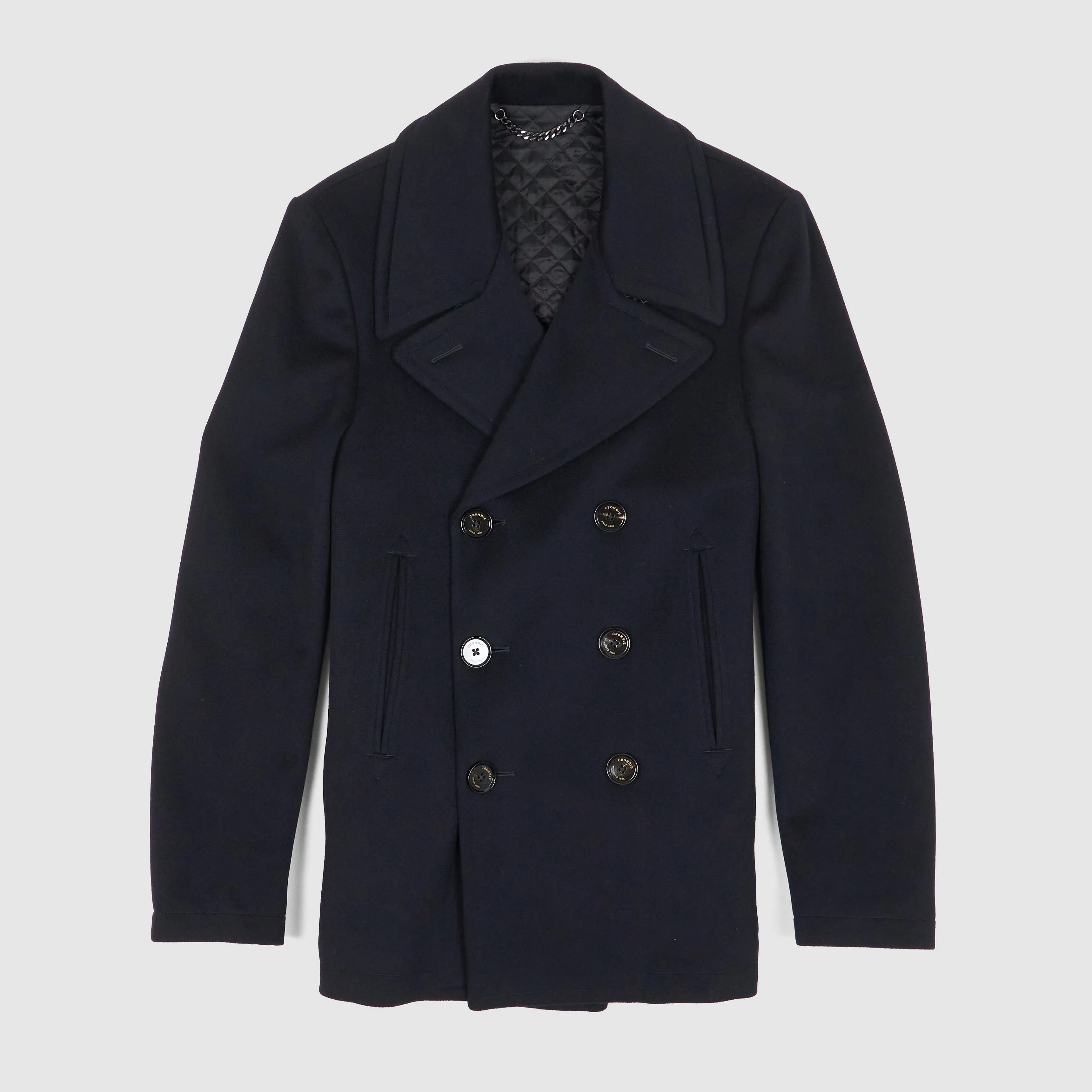 Crombie Navy Wool P-Coat sold by DeeCee style