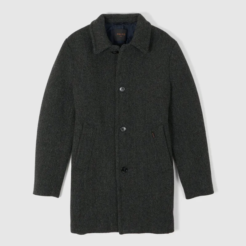 Palto Alfredo British Herringbone Wool Coat sold by DeeCee style