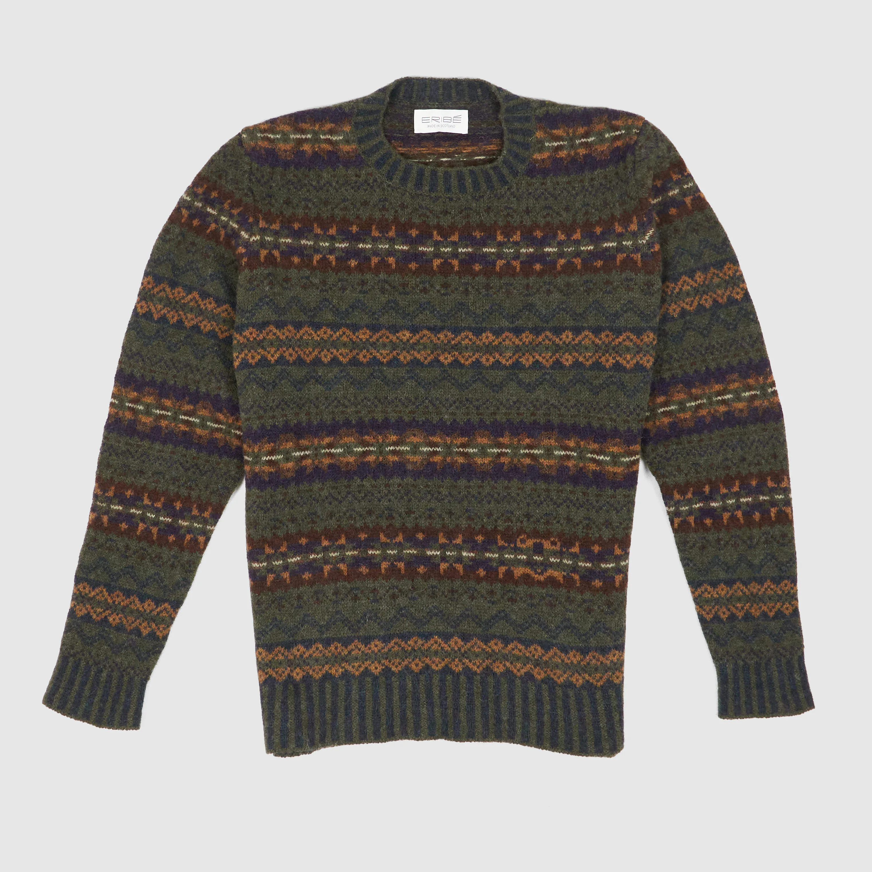 Eribé Knitwear Fair Isle Crew Neck Wool Sweater sold by DeeCee style