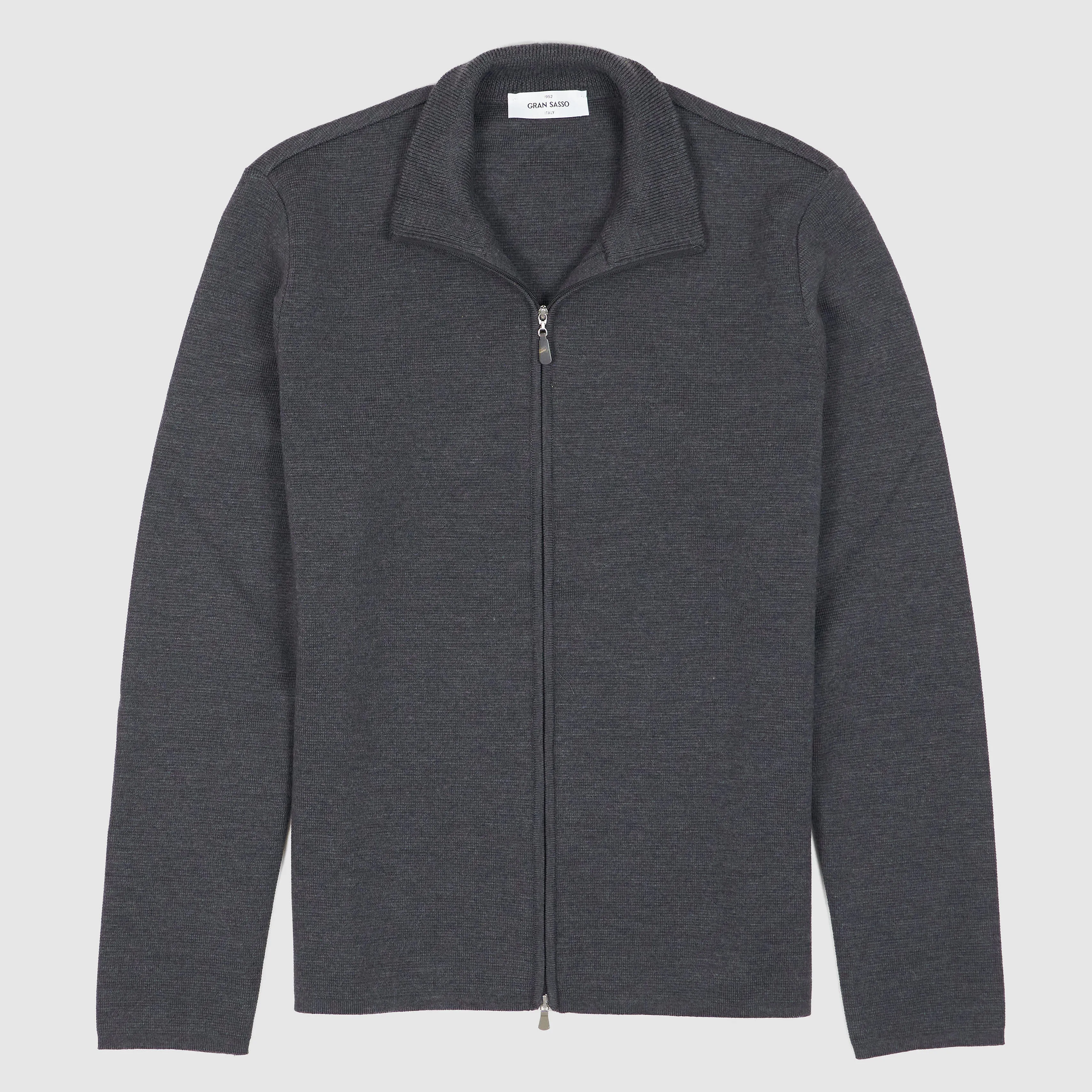 Gran Sasso Pure Wool Piqué Full Zip Cardigan sold by DeeCee style