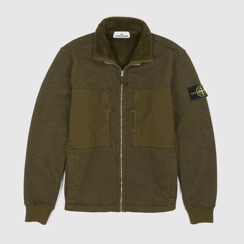 Stone Island Cotton Blend Pile-Fleece Cardigan Jacket sold by DeeCee style