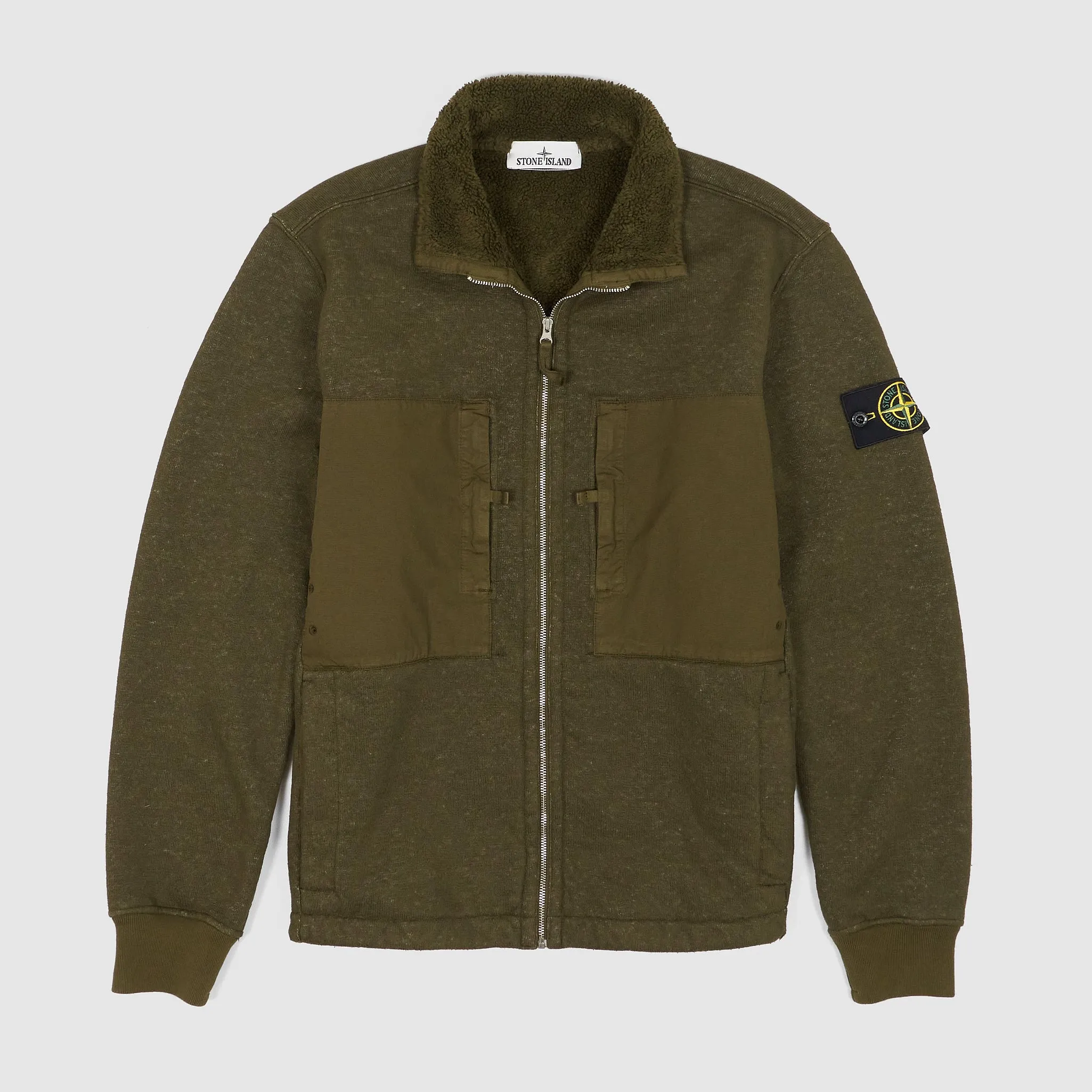 Stone Island Cotton Blend Pile-Fleece Cardigan Jacket sold by DeeCee style