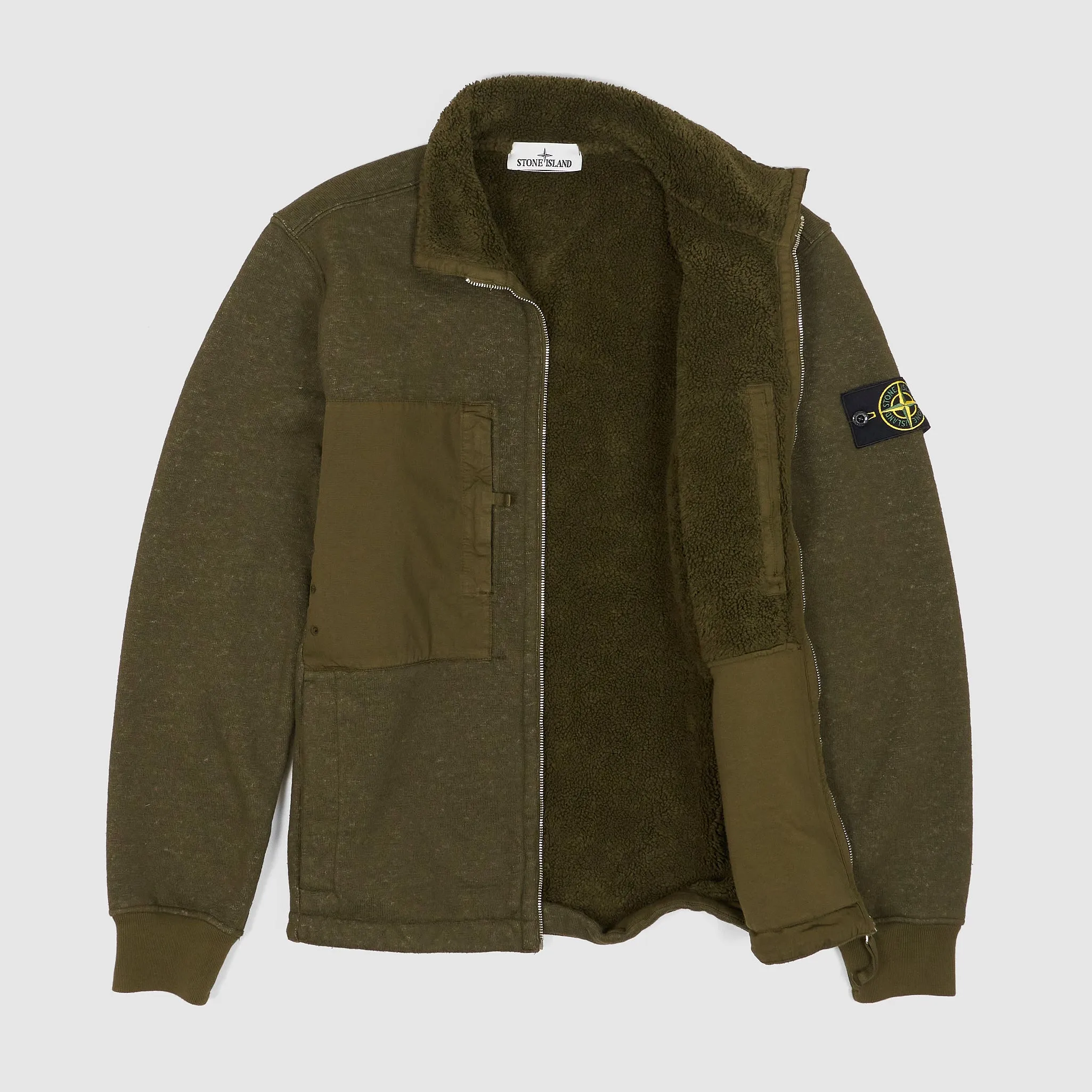 Stone Island Cotton Blend Pile-Fleece Cardigan Jacket sold by DeeCee style product image thumbnail 2