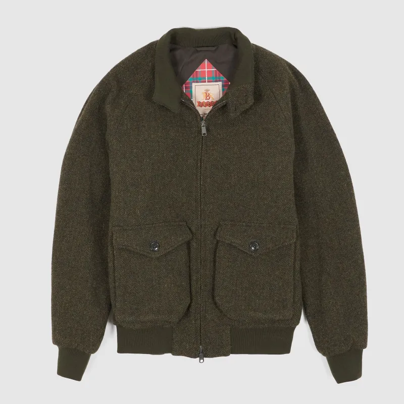 Baracuta G9 Tweed- Blend Wool Herringbone Two-Way Pocket Jacket sold by DeeCee style