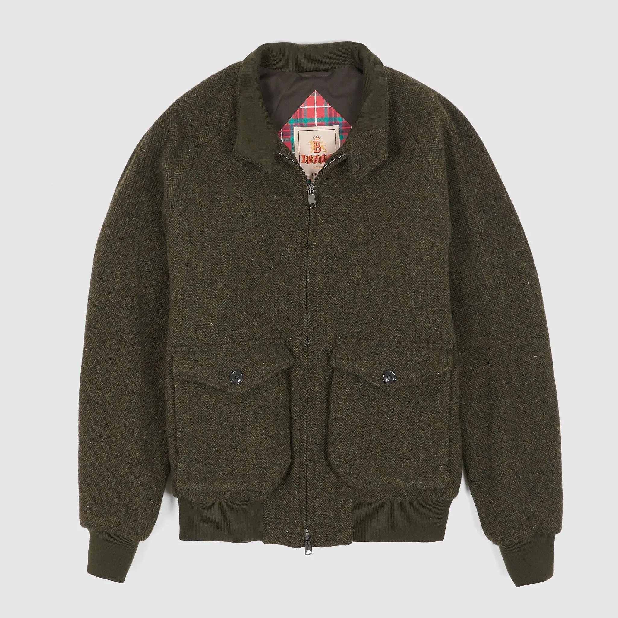 Baracuta G9 Tweed- Blend Wool Herringbone Two-Way Pocket Jacket sold by DeeCee style